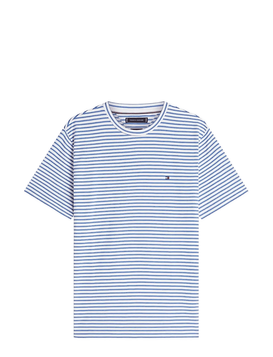 Tommy Hilfiger - ESS SEASONAL REG FIT STRIPE TEE - kortærmede t-shirts - white regal blue stripe - 1