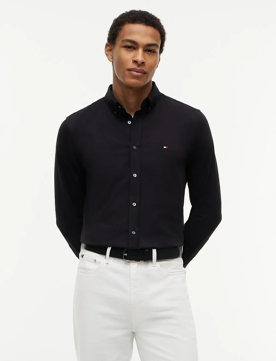 Tommy Hilfiger - PERFORMANCE SF INTERLOCK - rennot kauluspaidat - black - 0