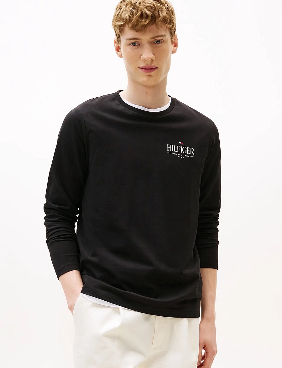 Tommy Hilfiger - HILFIGER STACK LS TEE - pikkade varrukatega t-särgid - black - 0