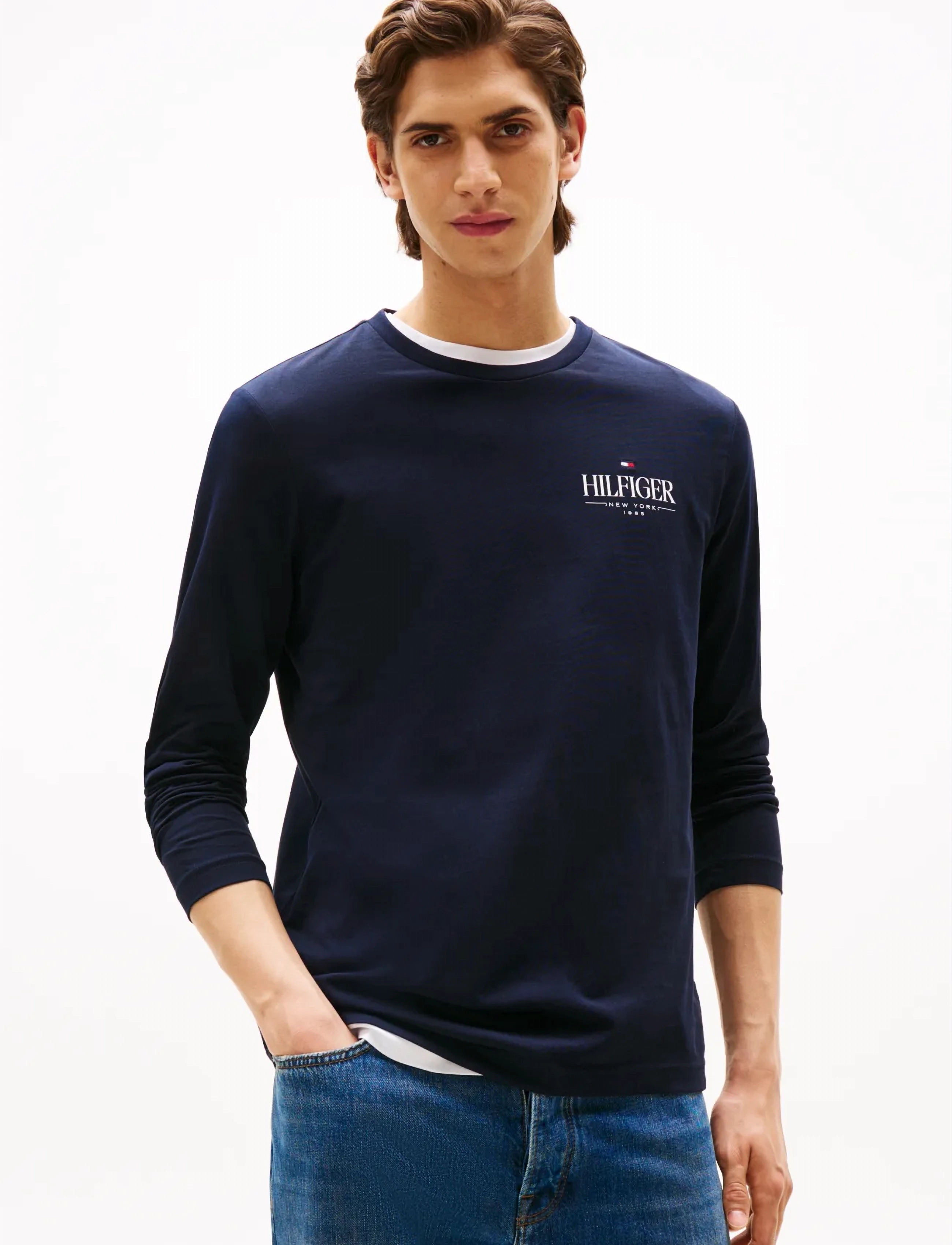 Tommy Hilfiger HILFIGER STACK LS TEE - Tommy Hilfiger - DESERT SKY / navy