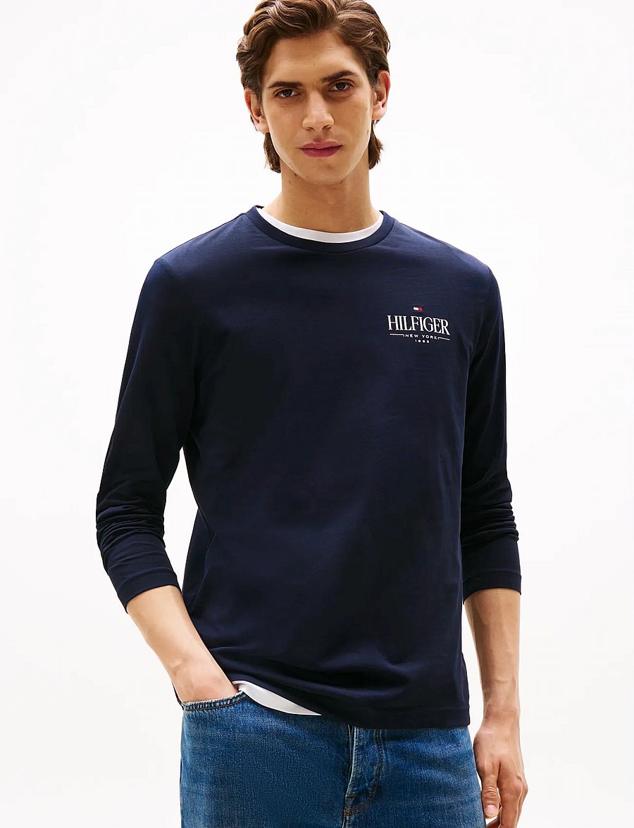 Tommy Hilfiger - HILFIGER STACK LS TEE - langærmede t-shirts - desert sky - 0