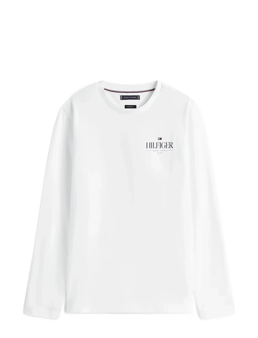 Tommy Hilfiger - HILFIGER STACK LS TEE - pikkade varrukatega t-särgid - white - 1