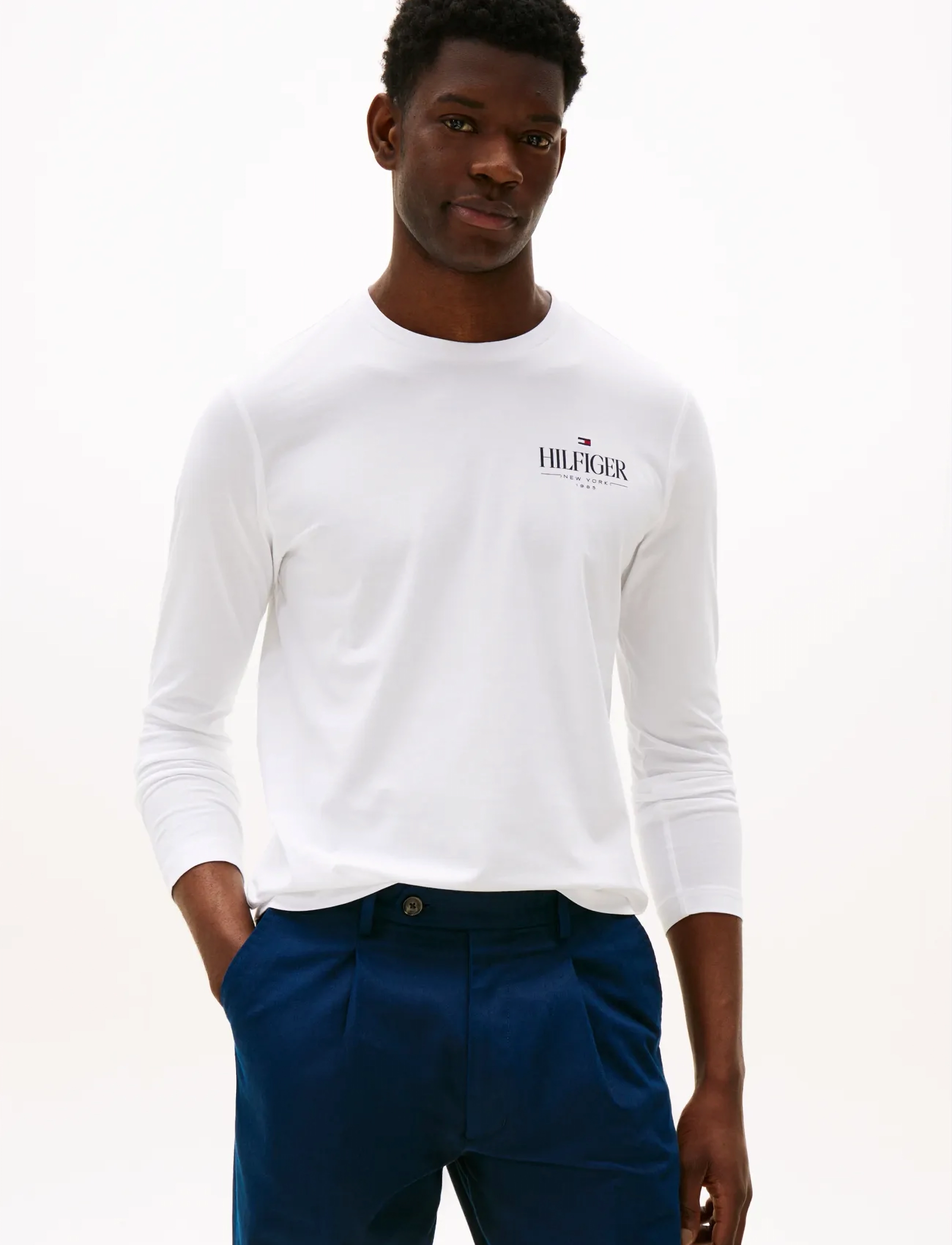 Tommy Hilfiger Hilfiger Stack Ls Tee, XXL, White, T-Shirts > Langærmede, Herre