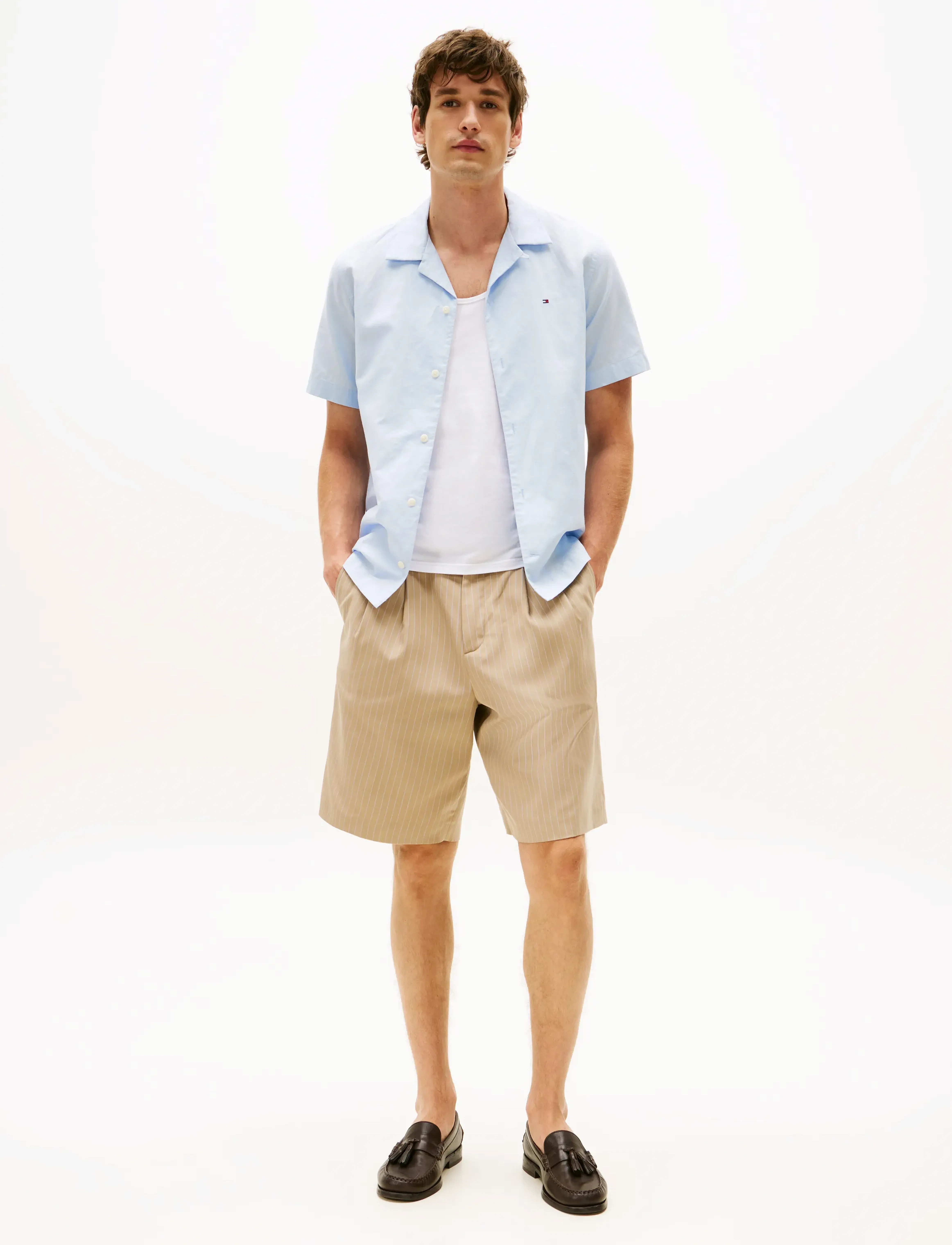 Tommy Hilfiger - LINEN BLEND SOLID S/S RF SHIRT - breezy blue - 3