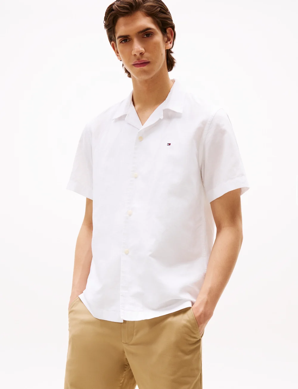 Tommy Hilfiger - LINEN BLEND SOLID S/S RF SHIRT - linen shirts - white - 0