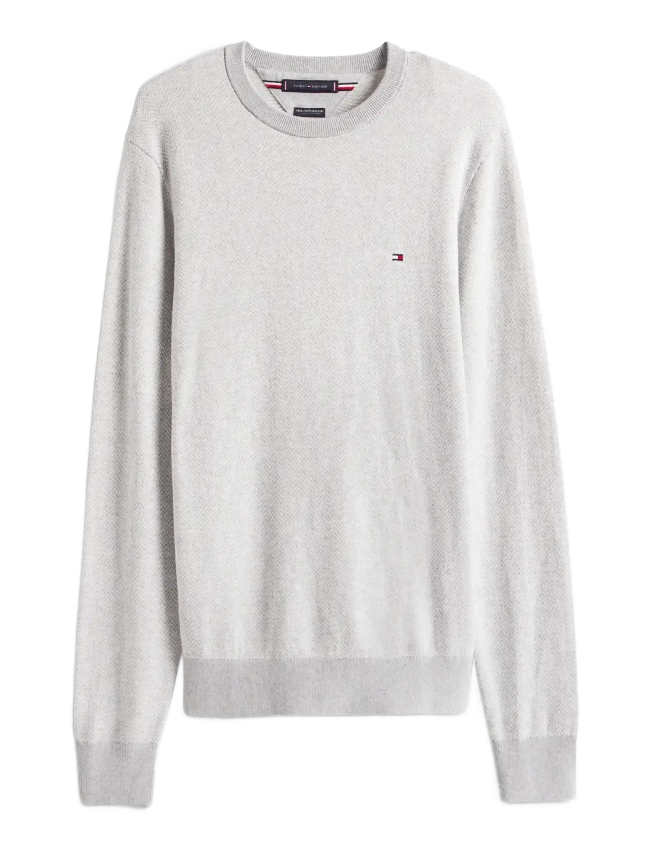 Tommy Hilfiger PIMA CTN CASH HERRINGBONE CREW - Strik - LIGHT GREY HTR IVORY PETAL / grey