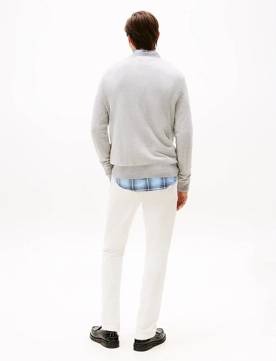 Tommy Hilfiger - PIMA CTN CASH HERRINGBONE CREW - round necks - light grey htr ivory petal - 3
