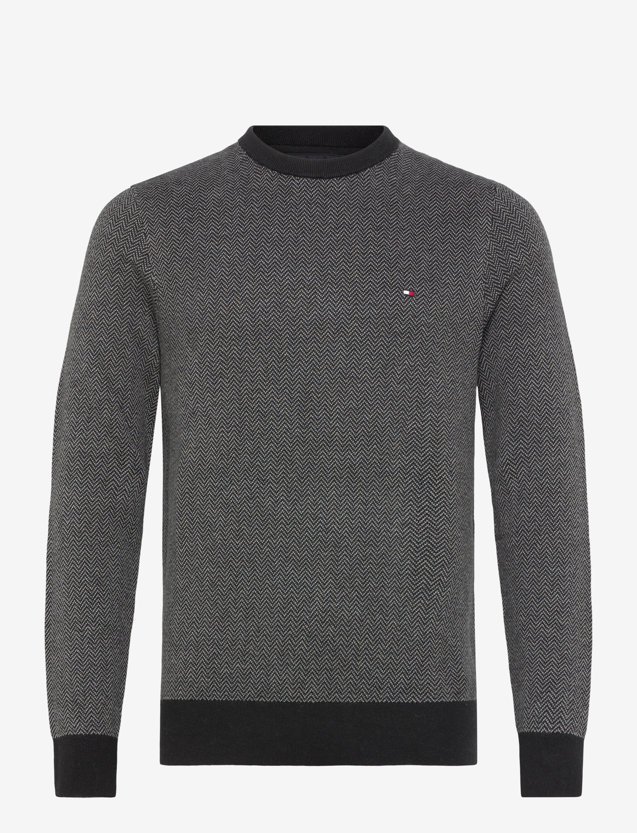 Tommy Hilfiger - PIMA CTN CASH HERRINGBONE CREW - rund hals - black medium grey htr - 1