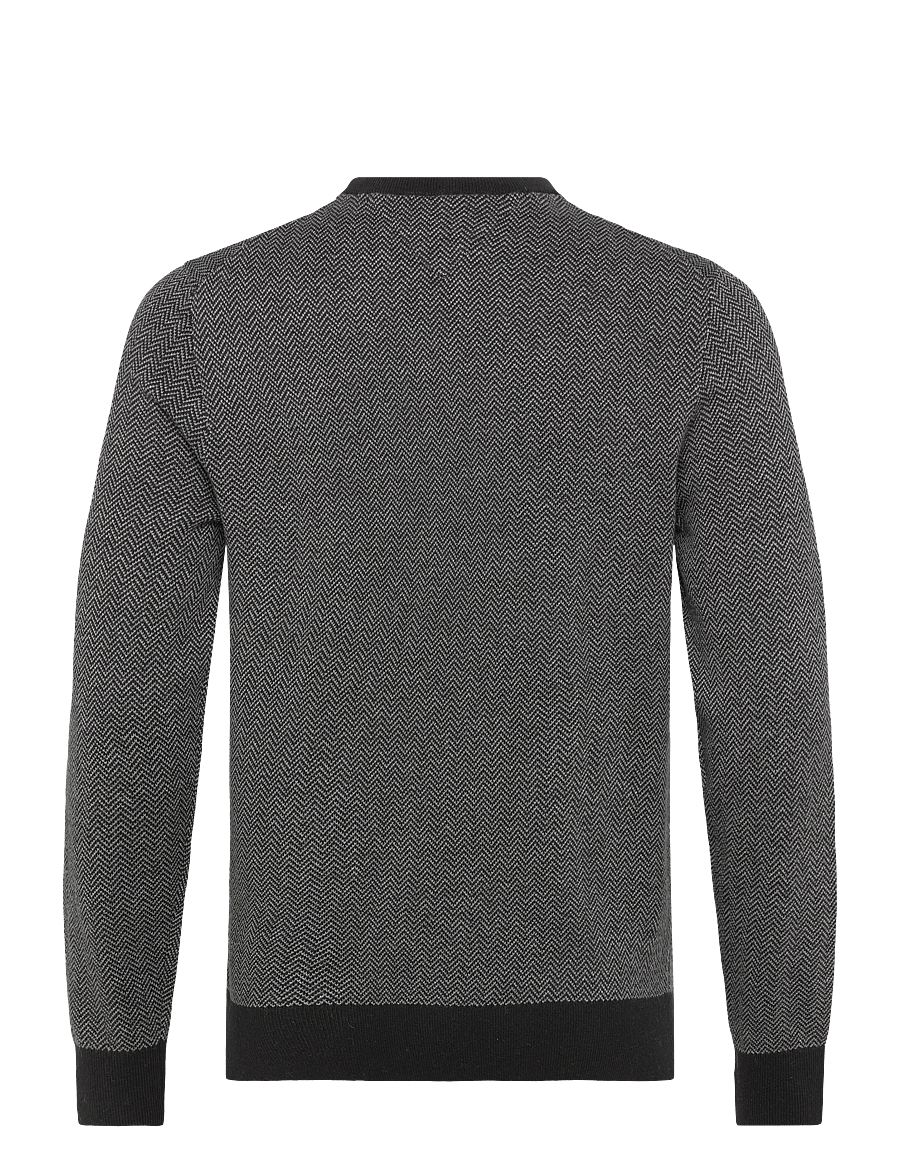 Tommy Hilfiger - PIMA CTN CASH HERRINGBONE CREW - rundhals - black medium grey htr - 2