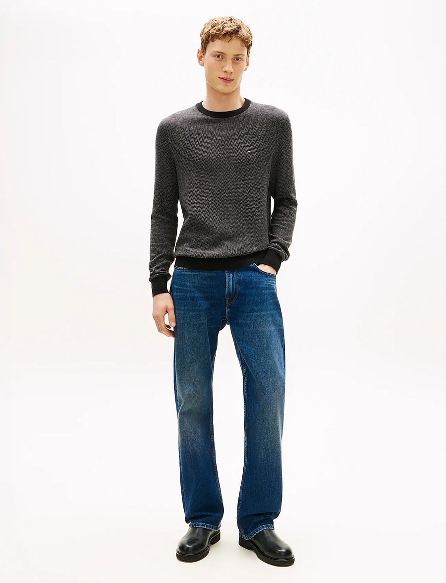 Tommy Hilfiger - PIMA CTN CASH HERRINGBONE CREW - rundhals - black medium grey htr - 3