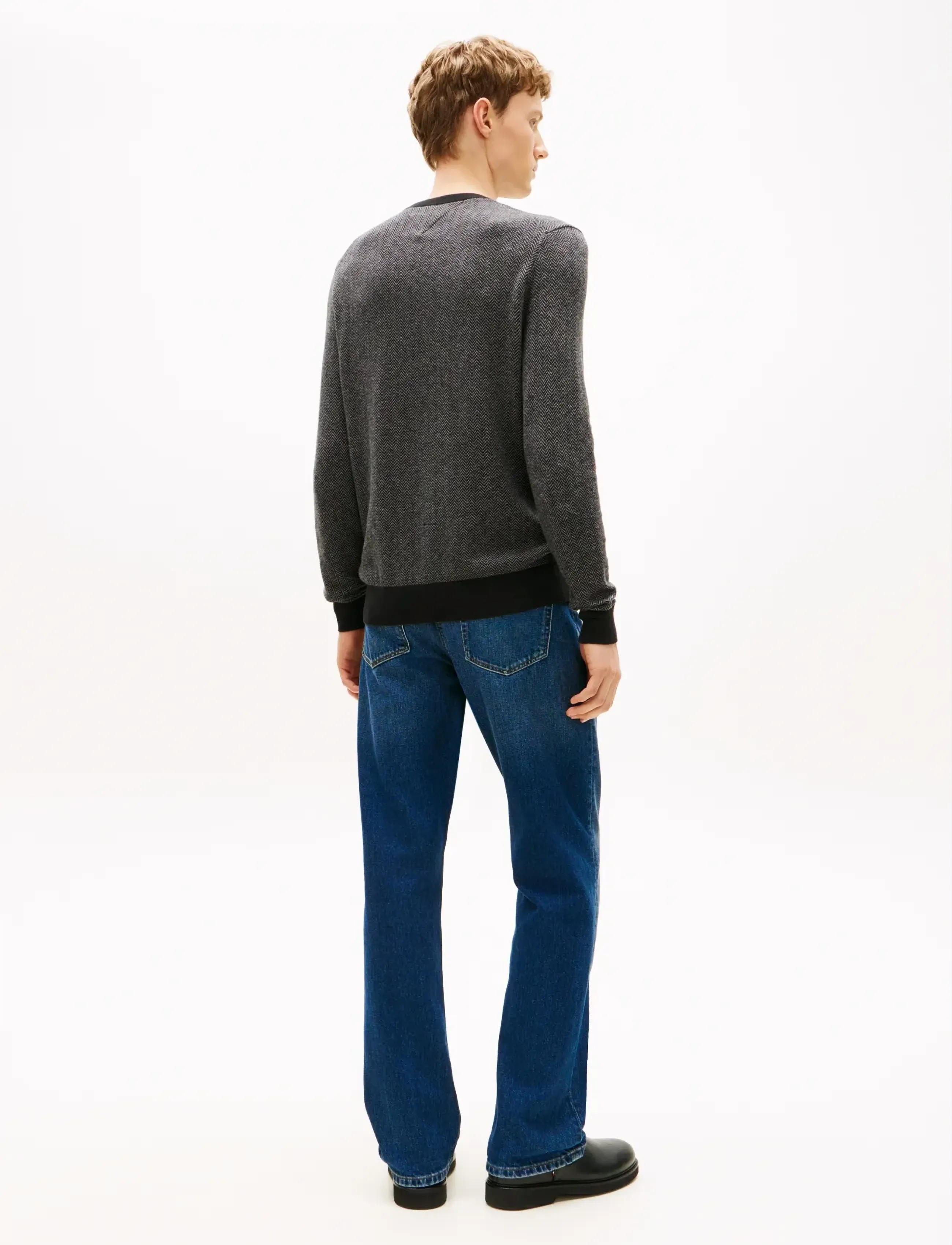 Tommy Hilfiger - PIMA CTN CASH HERRINGBONE CREW - ronde hals - black medium grey htr - 4