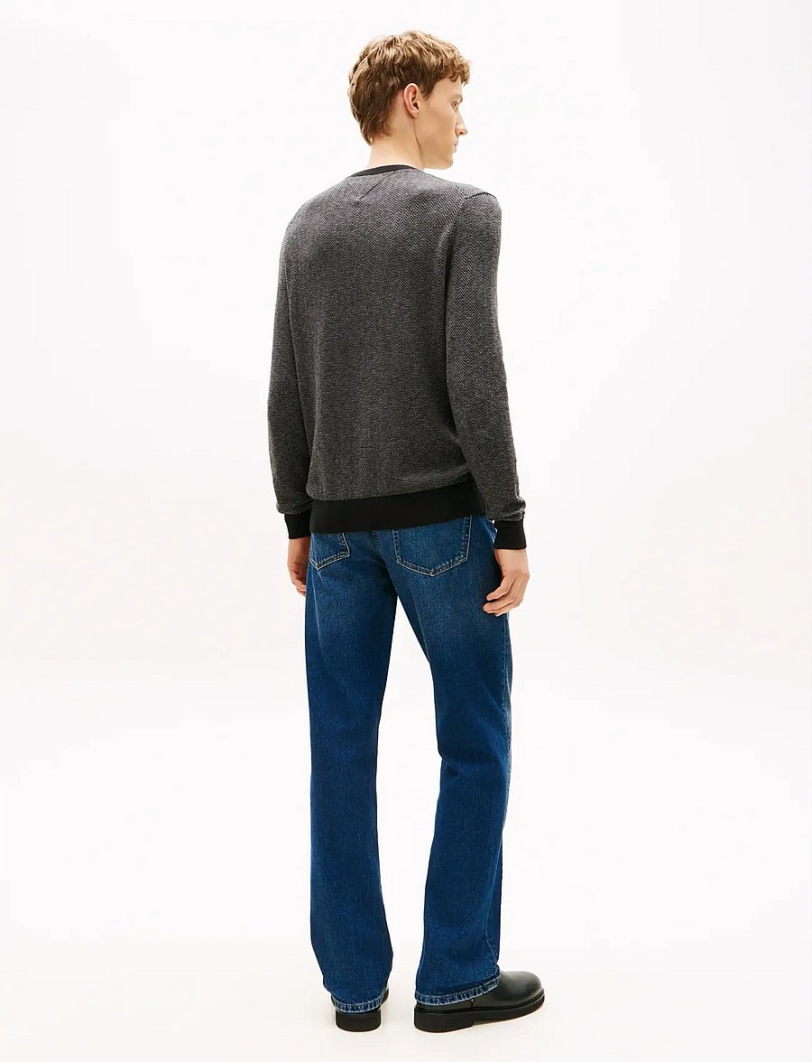 Tommy Hilfiger - PIMA CTN CASH HERRINGBONE CREW - rundhals - black medium grey htr - 4