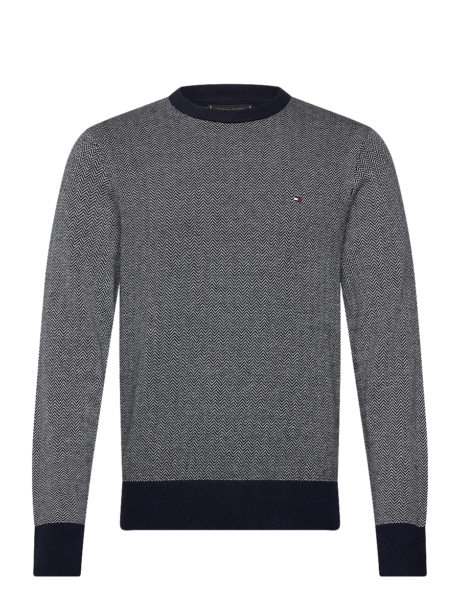 Tommy Hilfiger - PIMA CTN CASH HERRINGBONE CREW - Ümara kaelusega - desert sky ivory petal - 1