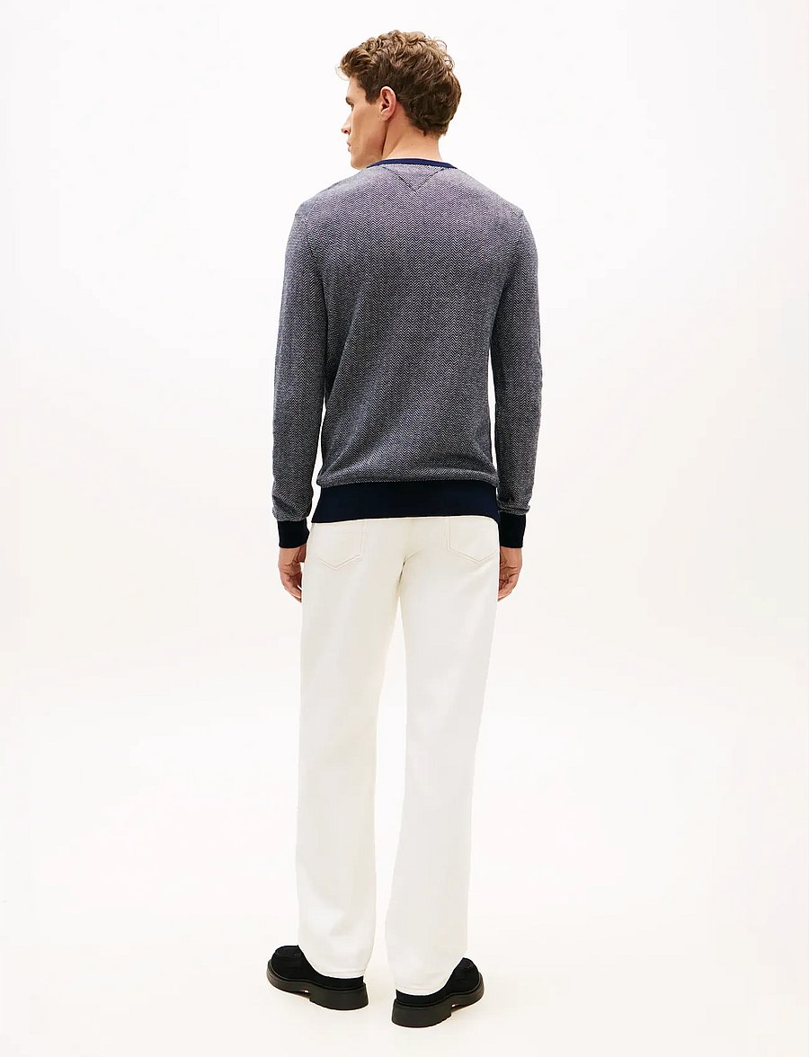 Tommy Hilfiger - PIMA CTN CASH HERRINGBONE CREW - Ümara kaelusega - desert sky ivory petal - 4