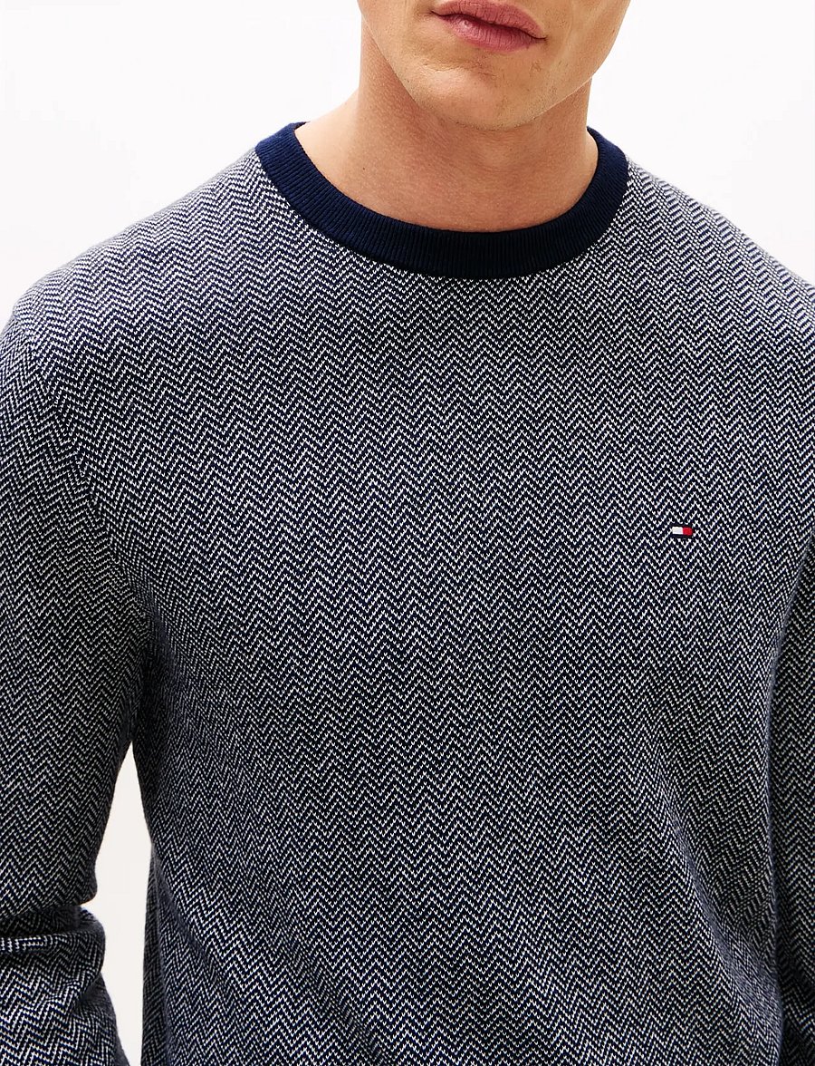 Tommy Hilfiger - PIMA CTN CASH HERRINGBONE CREW - Ümara kaelusega - desert sky ivory petal - 5