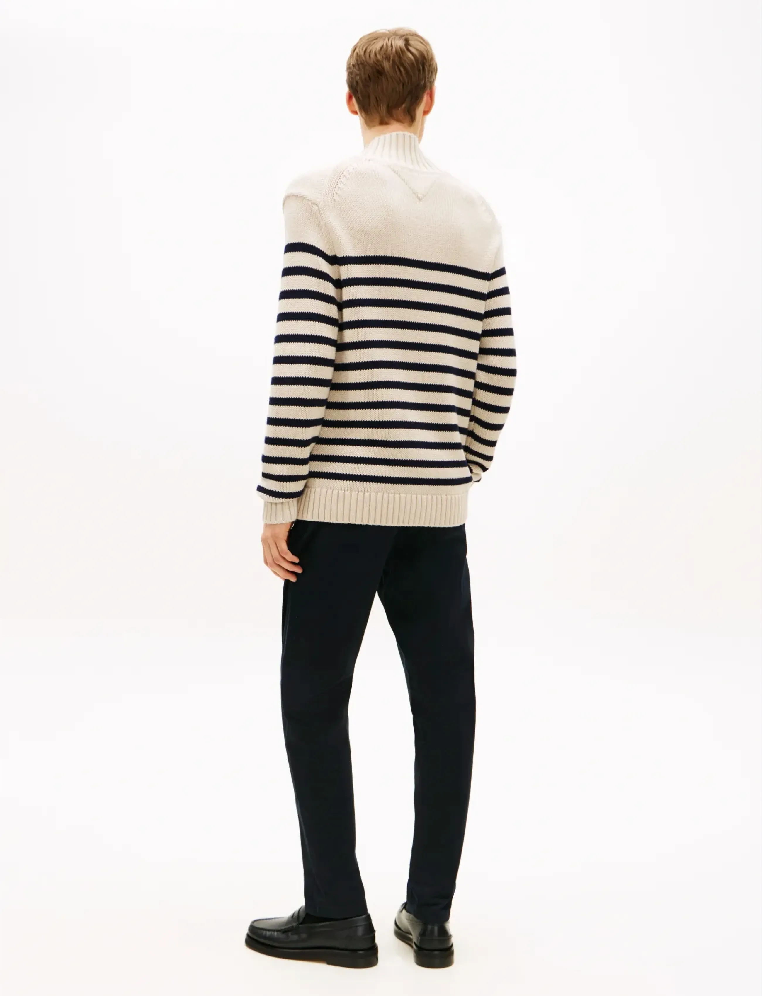 Tommy Hilfiger - BRETON COTTON STRIPE MOCK NECK - poolokaulus - oatmilk htr/desert sky - 3