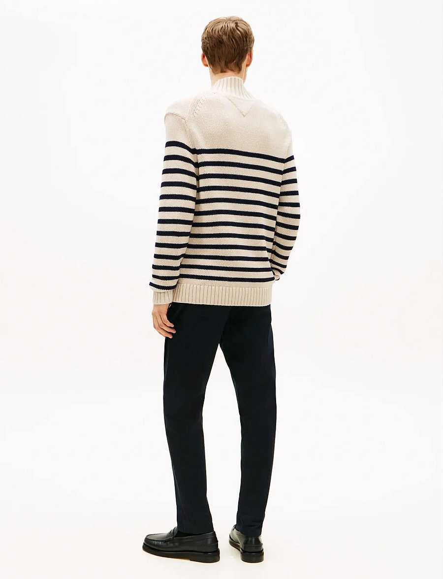 Tommy Hilfiger - BRETON COTTON STRIPE MOCK NECK - rullekraver - oatmilk htr/desert sky - 3