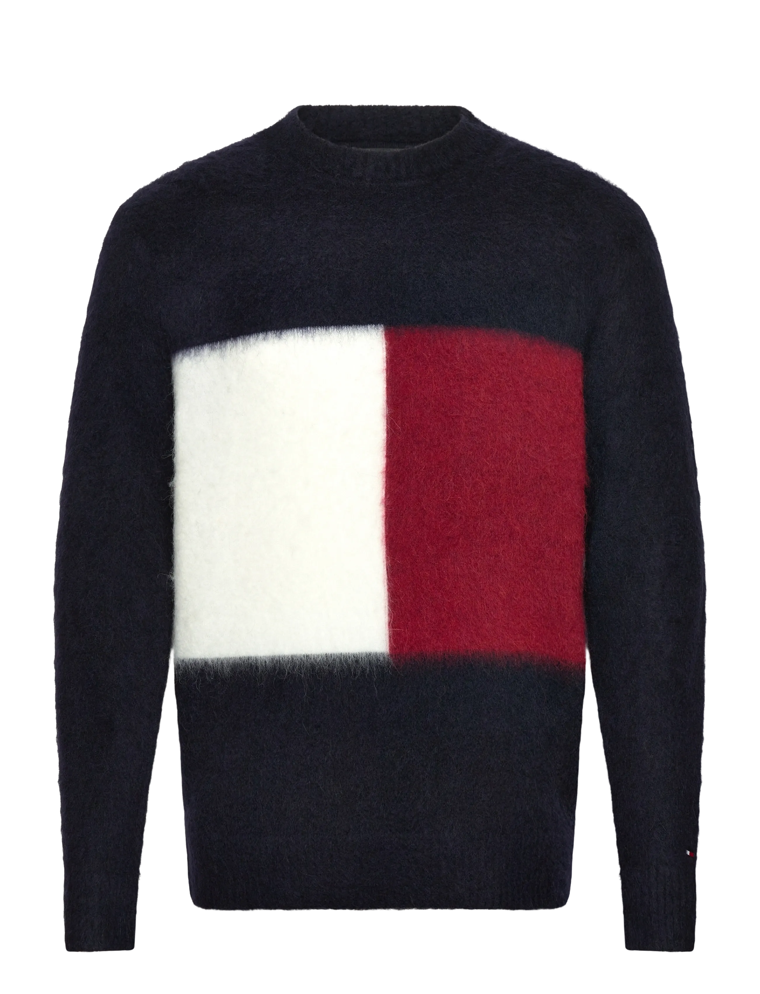 ALPACA BLEND BIG FLAG CREW NECK - DESERT SKY