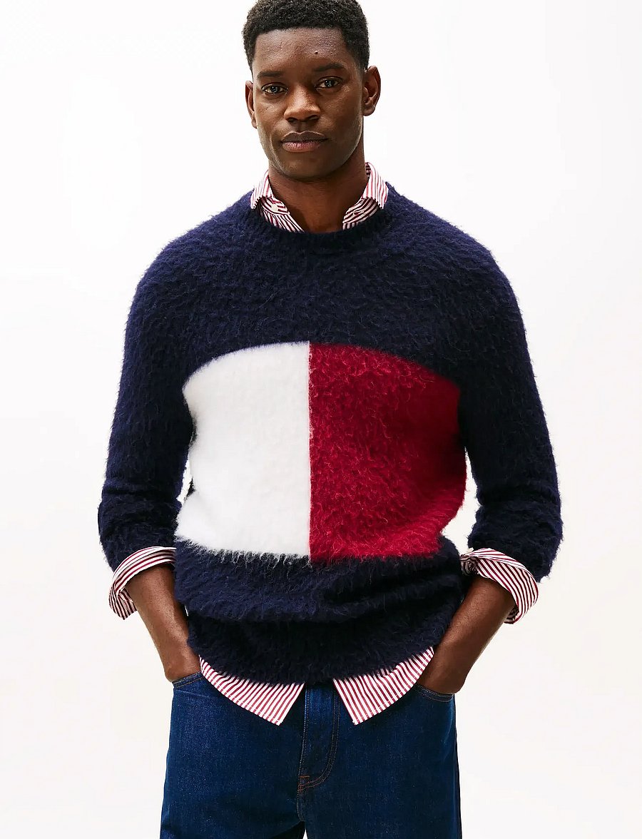Tommy Hilfiger - ALPACA BLEND BIG FLAG CREW NECK - rundhals - desert sky - 0