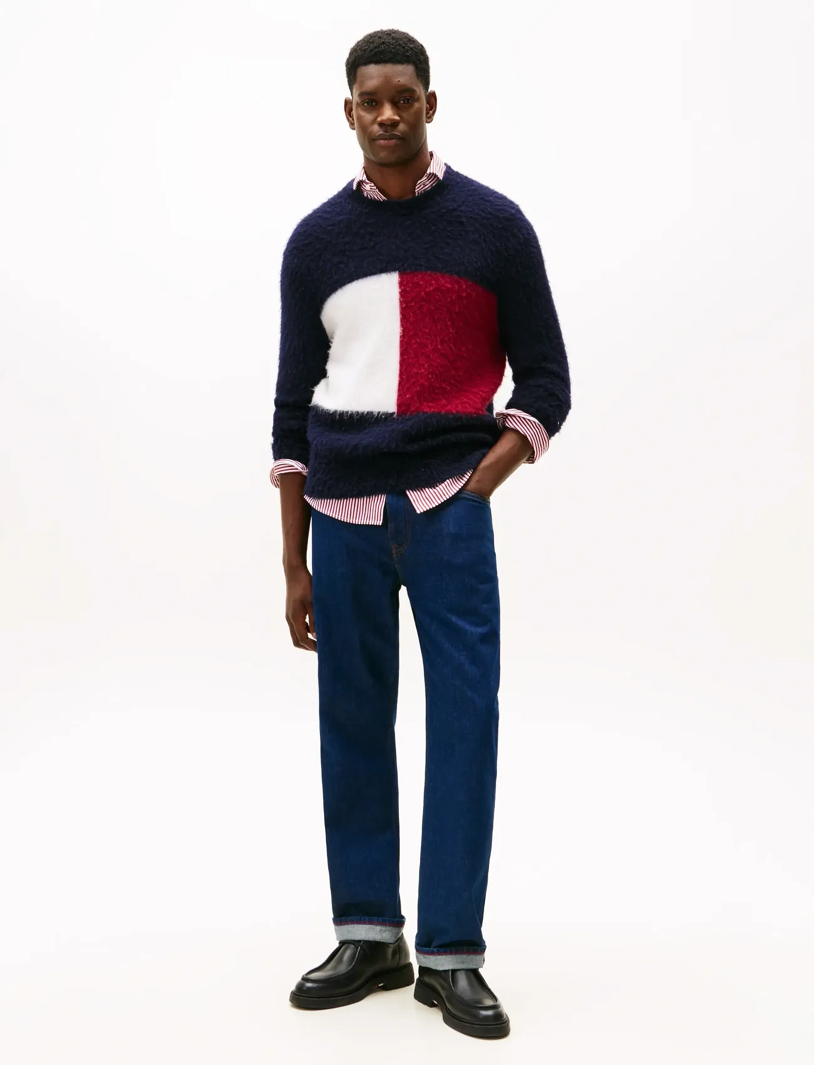 Tommy Hilfiger - ALPACA BLEND BIG FLAG CREW NECK - kringlótt hálsmál  - desert sky - 3