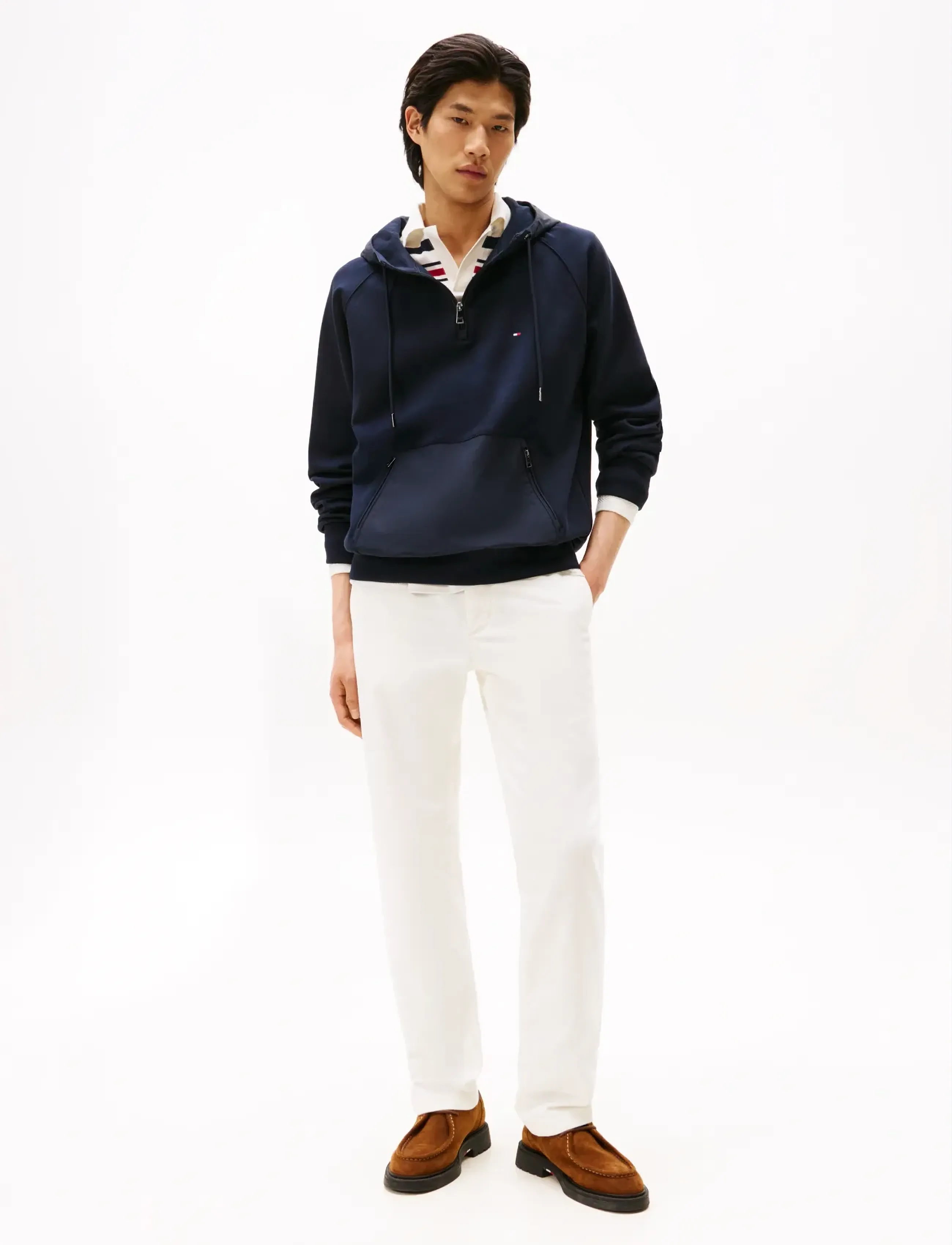 Tommy Hilfiger - MIX MEDIA 1/4 ZIP HOODY - hættetrøjer - desert sky - 2