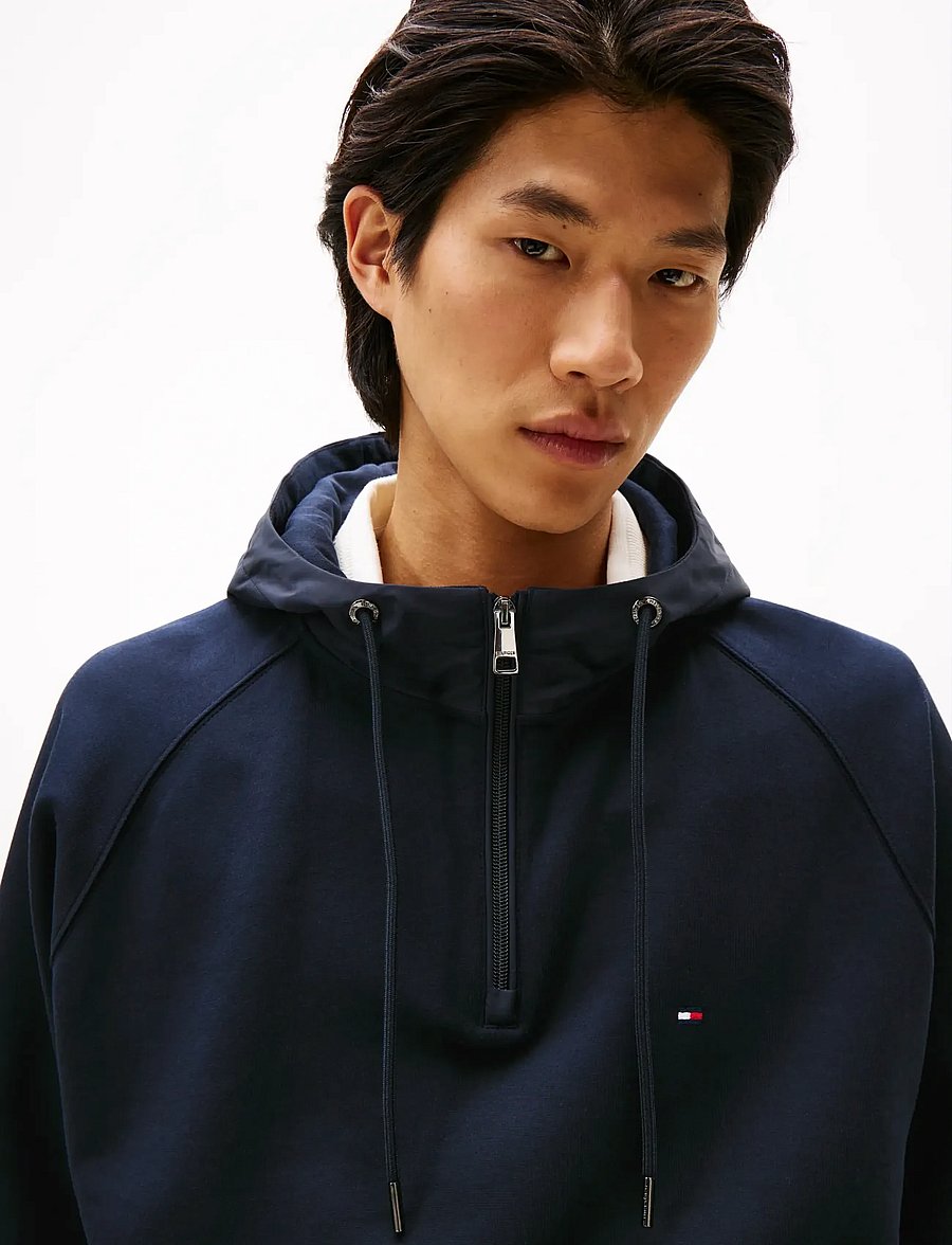 Tommy Hilfiger - MIX MEDIA 1/4 ZIP HOODY - hættetrøjer - desert sky - 4
