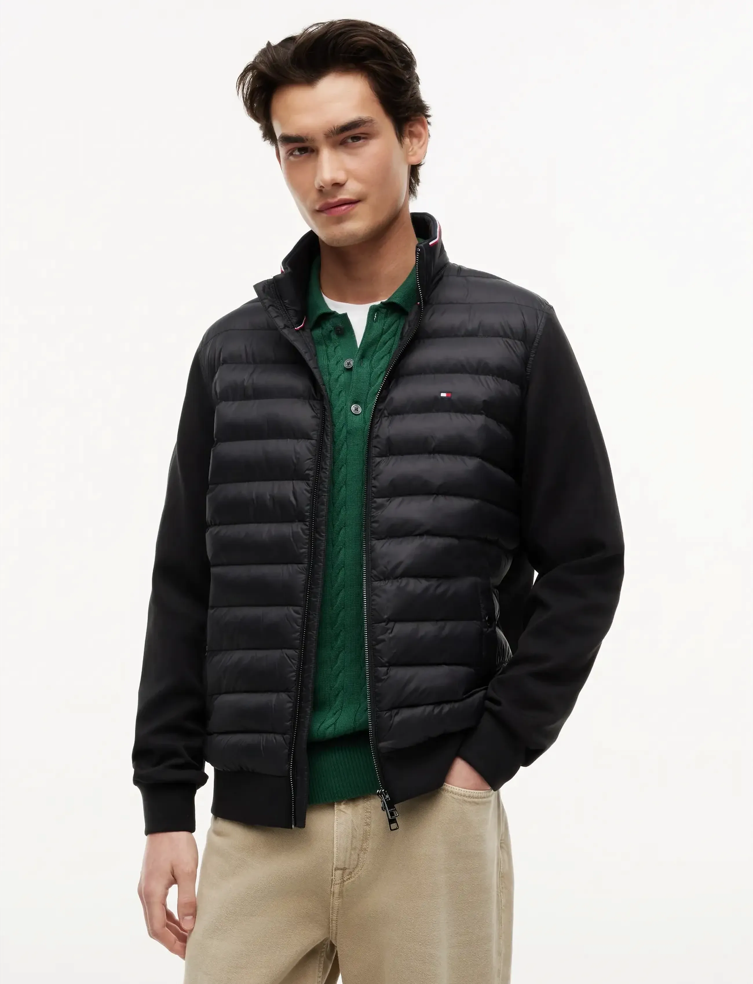 Tommy Hilfiger MIX MEDIA ESS RWB STAND COLLAR - Winterjacken - BLACK / black