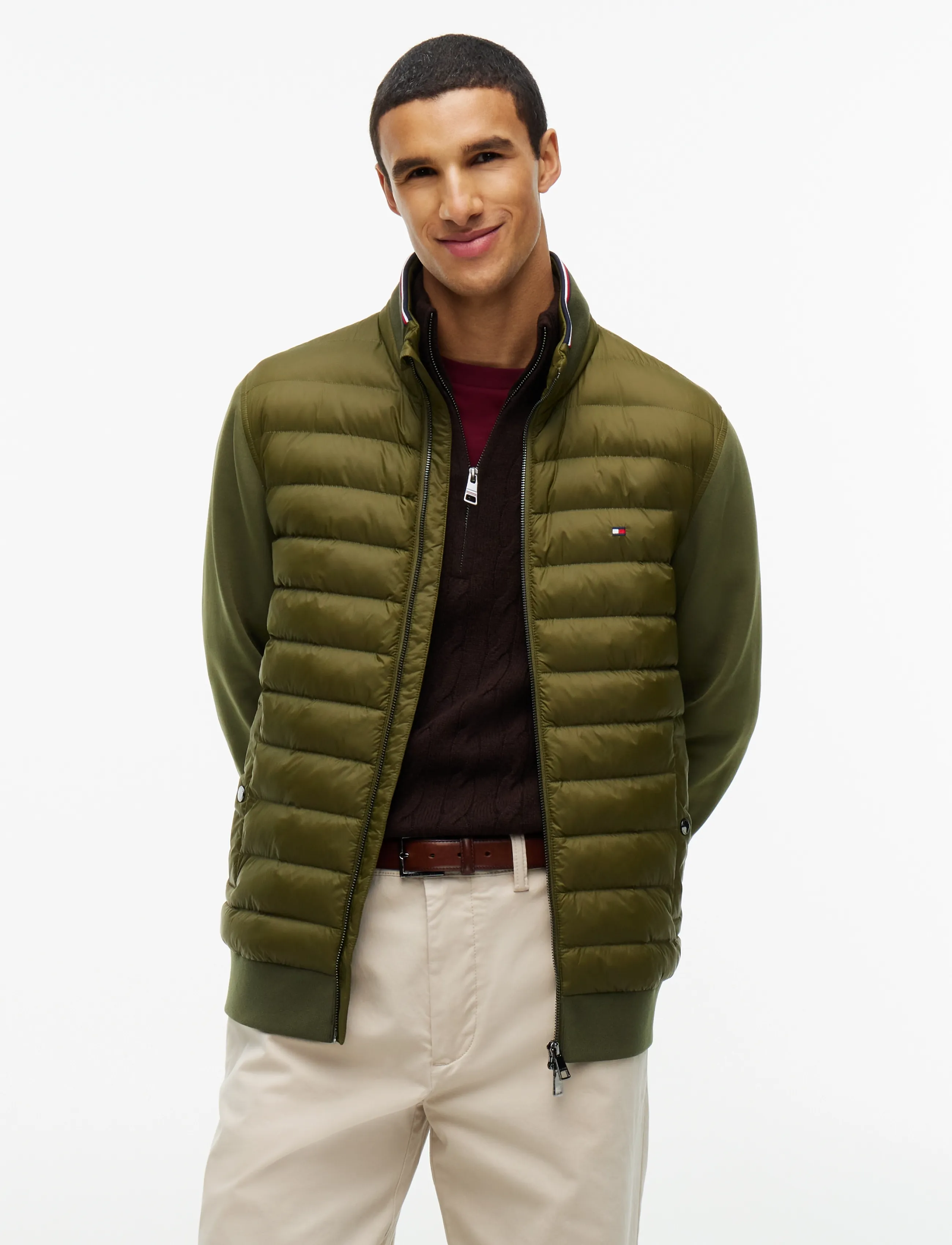 Tommy Hilfiger MIX MEDIA ESS RWB STAND COLLAR - Daunenjacken - HUNTSMAN GREEN / khaki/green