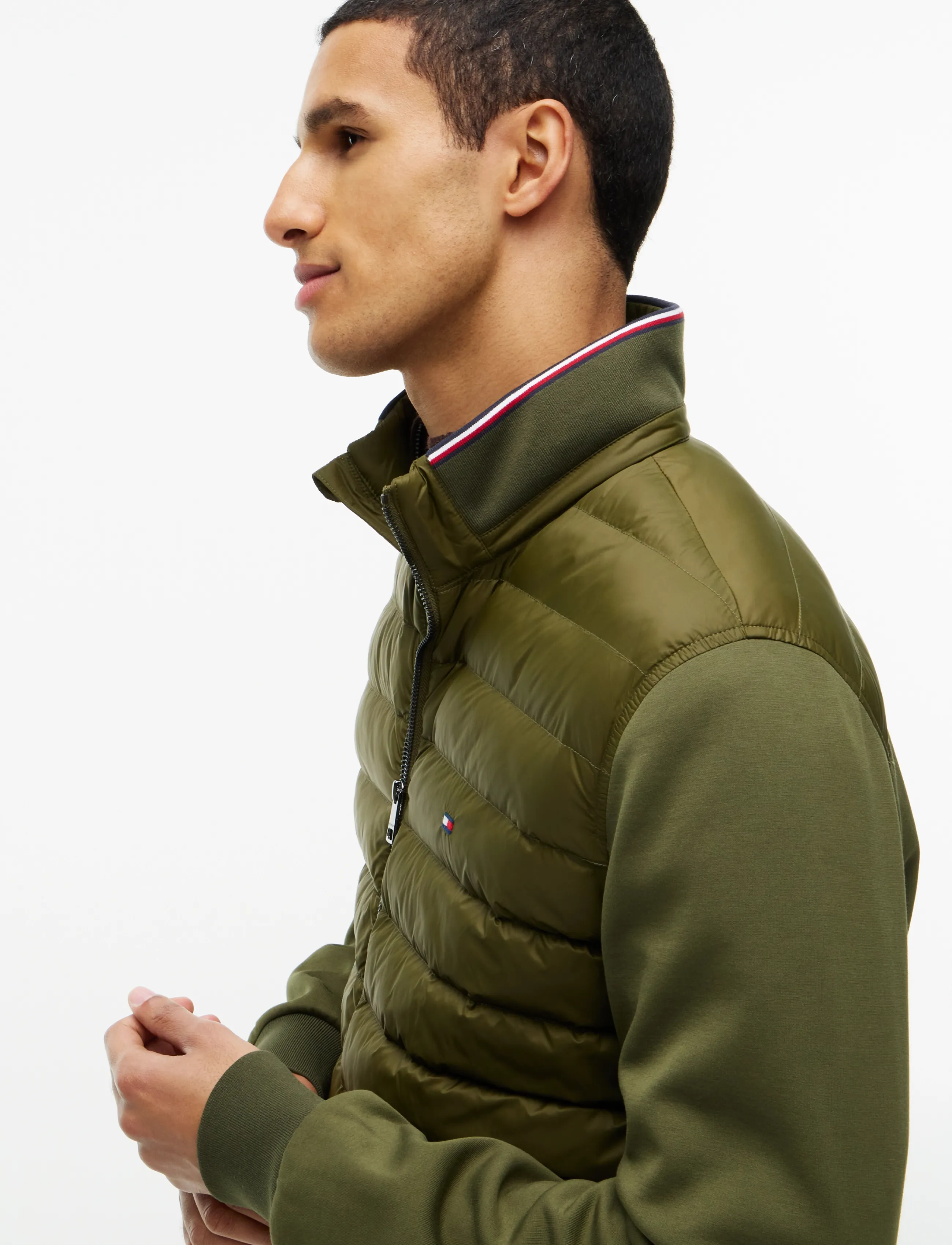 Tommy Hilfiger - MIX MEDIA ESS RWB STAND COLLAR - hybrid-jacken - huntsman green - 5