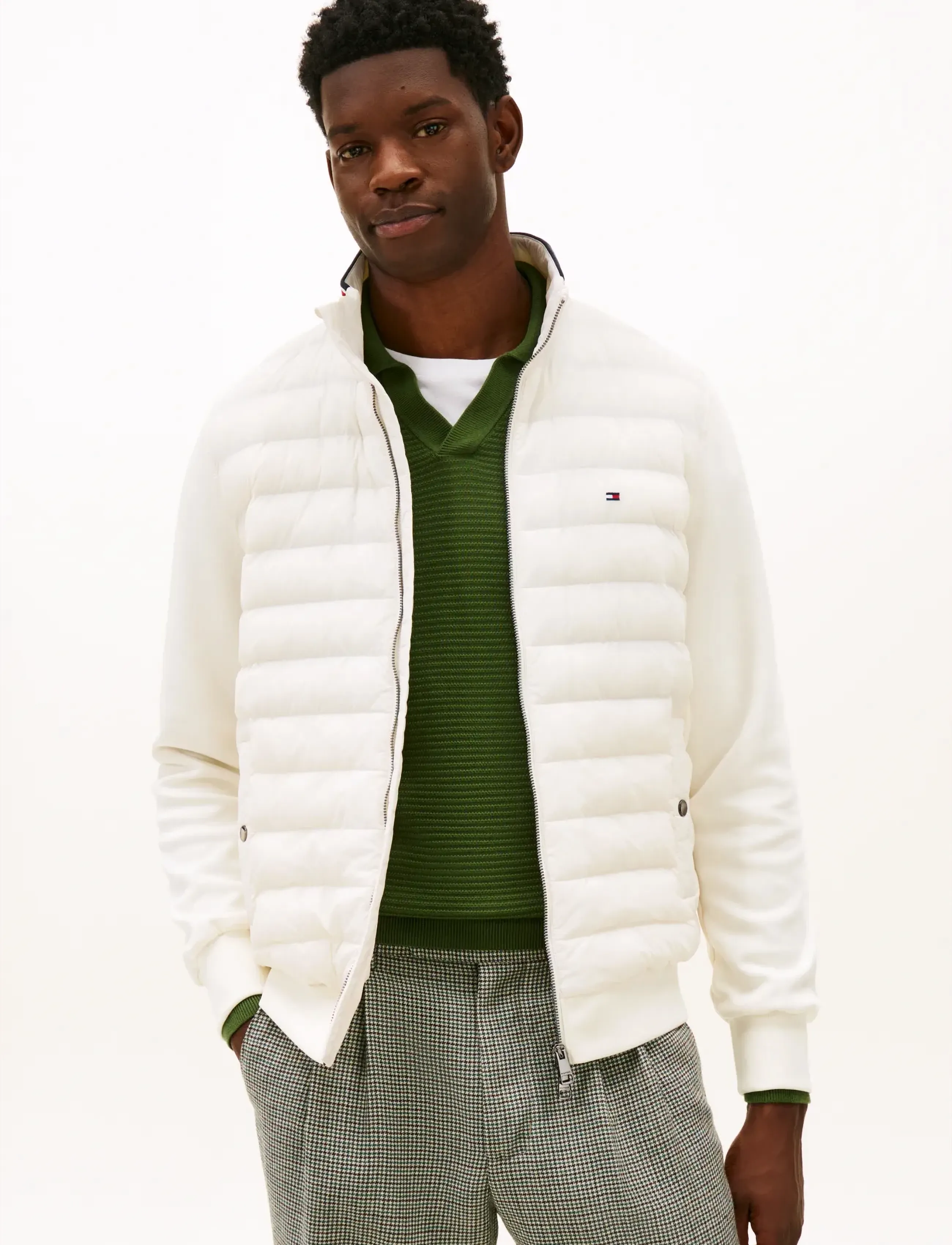 Tommy Hilfiger MIX MEDIA ESS RWB STAND COLLAR - Winterjacken - IVORY PETAL / white
