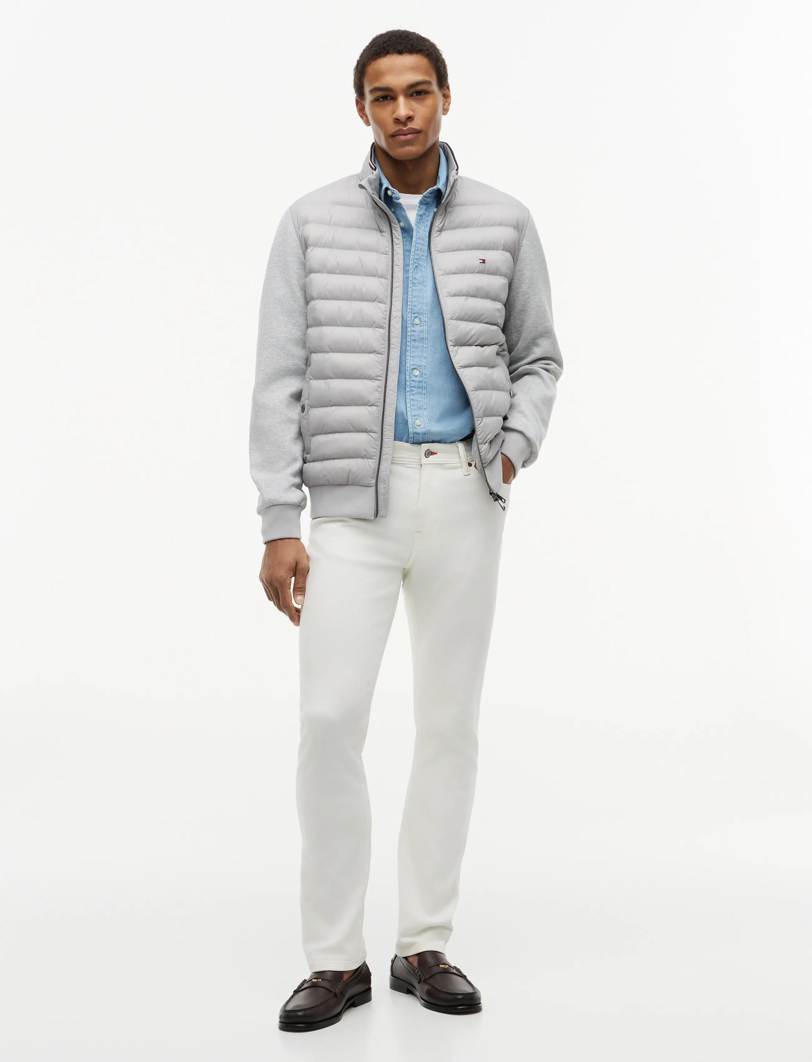 Tommy Hilfiger - MIX MEDIA ESS RWB STAND COLLAR - hybrid jackets  - light grey heather - 2