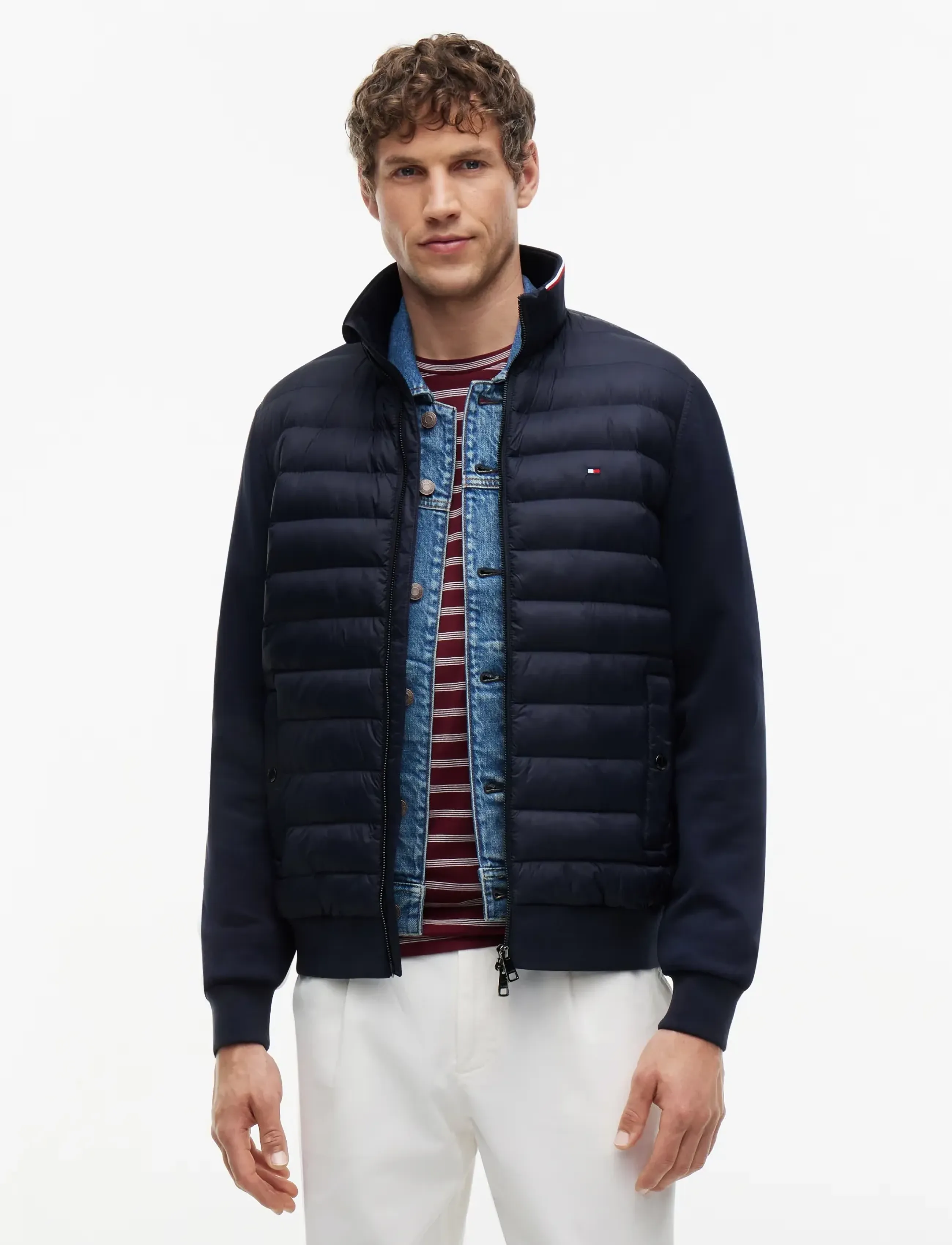Tommy Hilfiger MIX MEDIA ESS RWB STAND COLLAR - Jacken - NAVY BLUE / navy