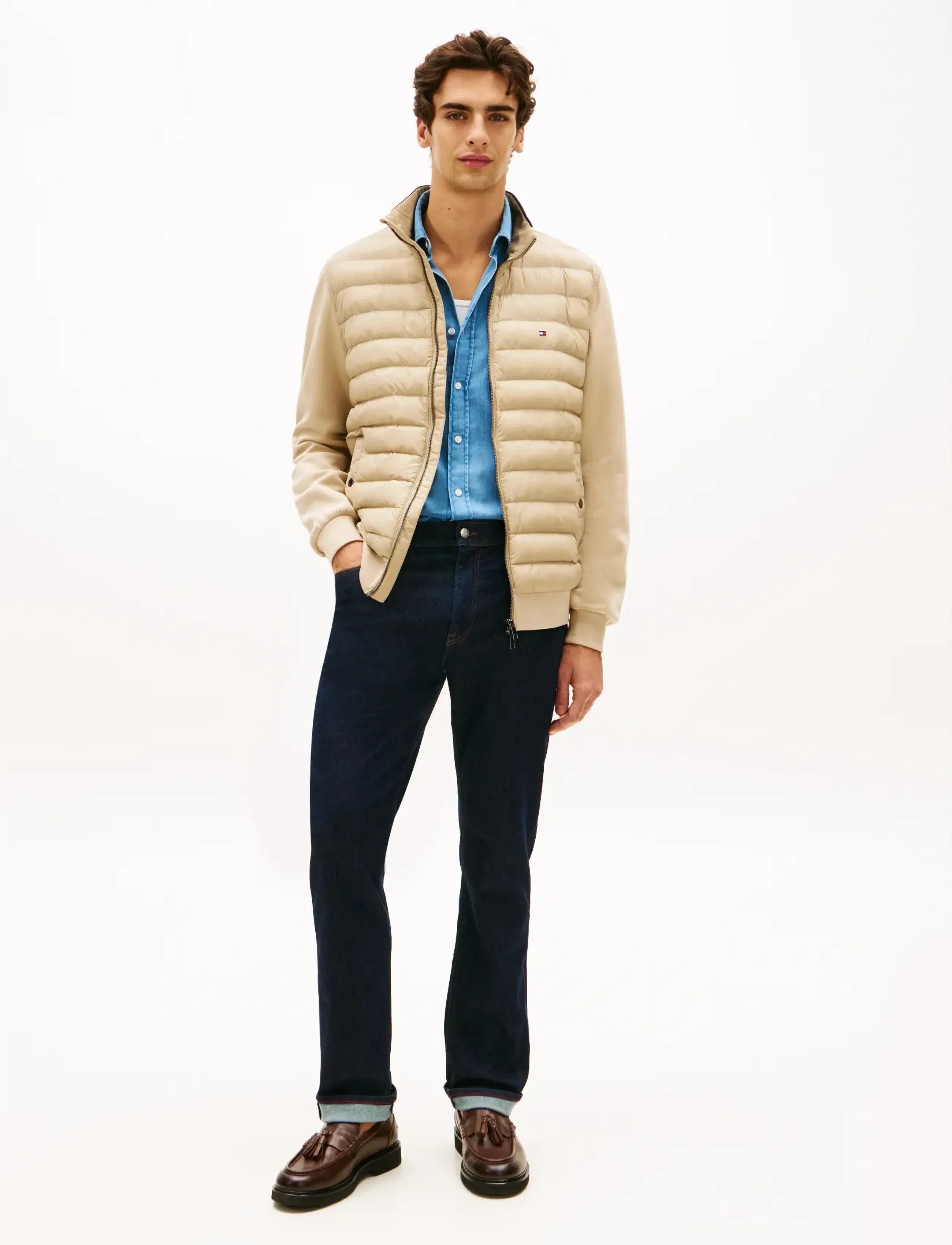 Tommy Hilfiger - MIX MEDIA ESS RWB STAND COLLAR - hybrid-jacken - sandalwood - 3