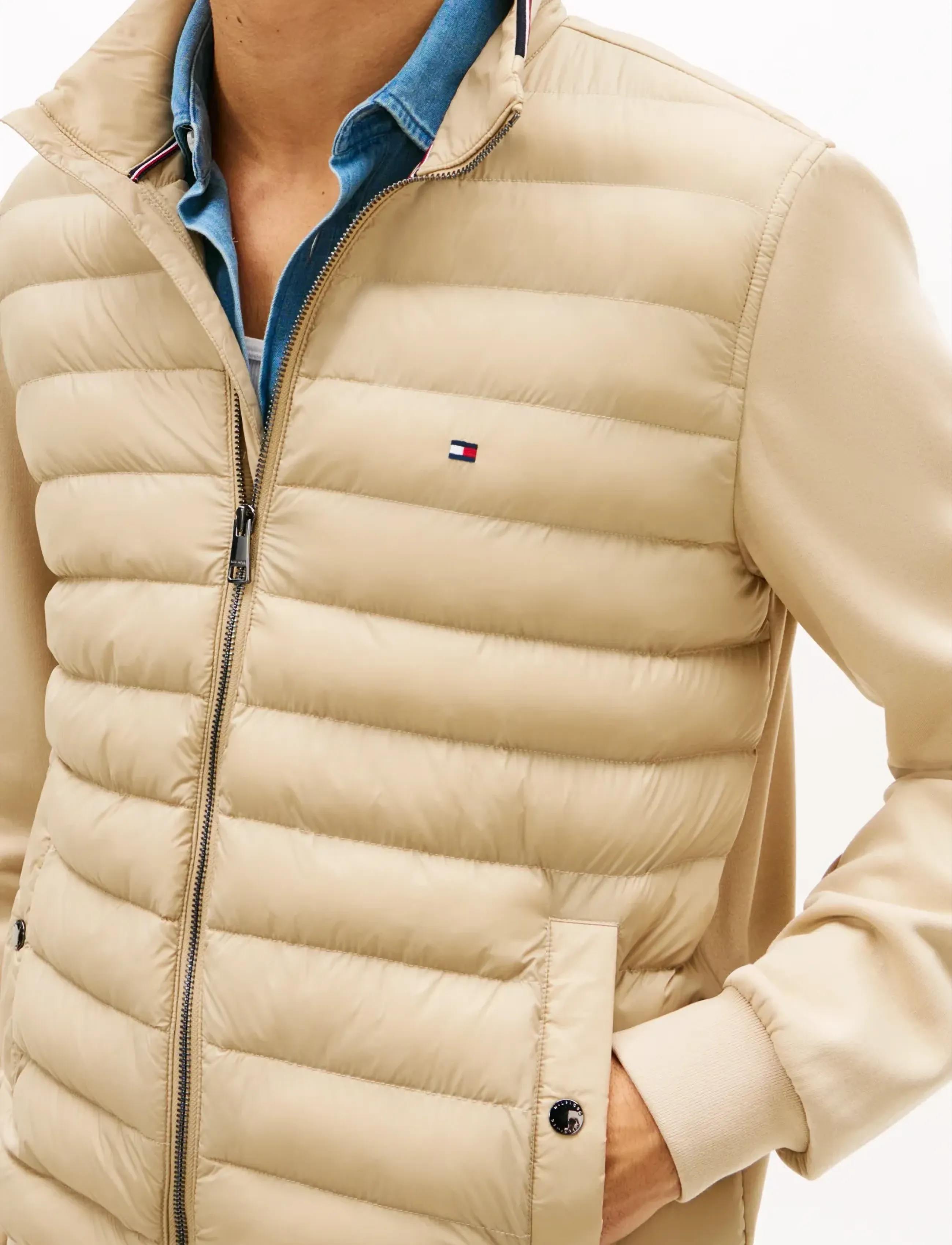 Tommy Hilfiger - MIX MEDIA ESS RWB STAND COLLAR - hybrid-jacken - sandalwood - 4