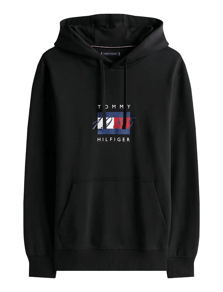 Tommy Hilfiger - LINEAR FLAG GRAPHIC HOODIE - kapuutsiga pusad - black - 1