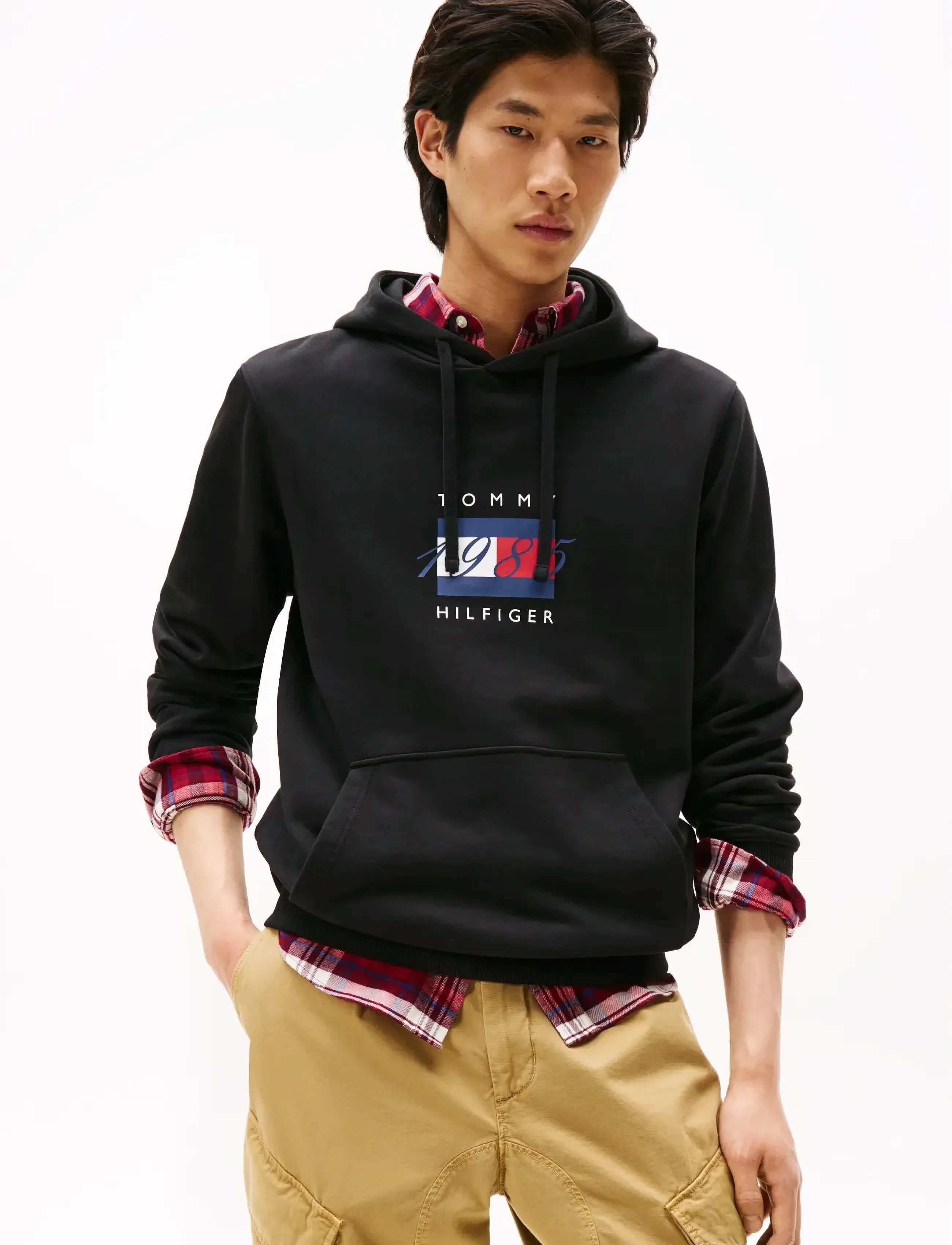 Tommy Hilfiger LINEAR FLAG GRAPHIC HOODIE - Kapuzenpullover - BLACK / black