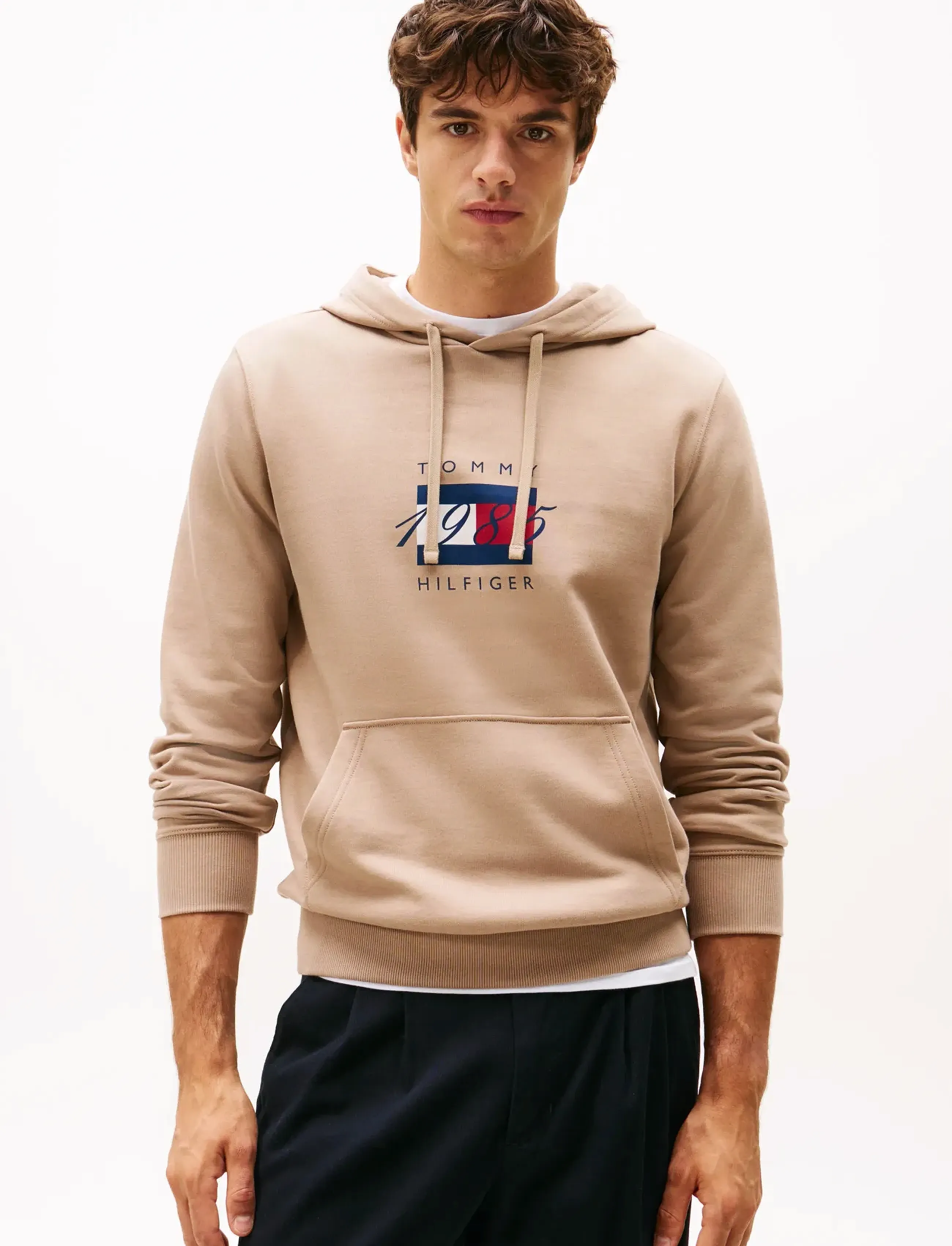 Tommy Hilfiger LINEAR FLAG GRAPHIC HOODIE - Kapuzenpullover - COASTAL TAUPE / beige