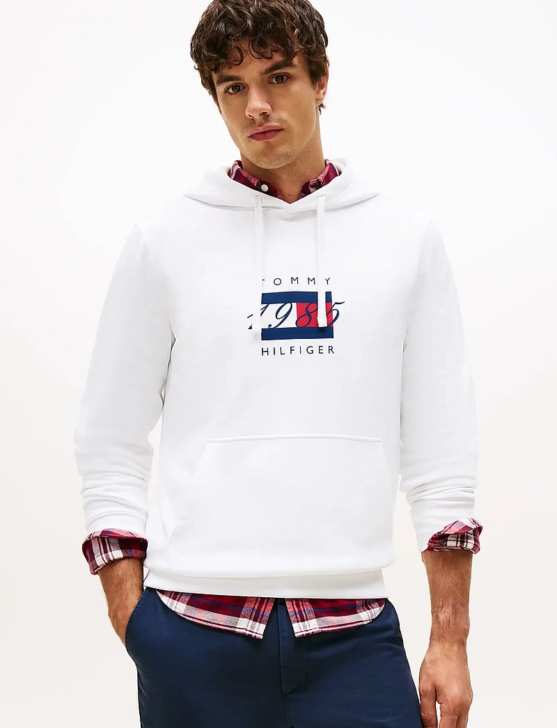 Tommy Hilfiger - LINEAR FLAG GRAPHIC HOODIE - hoodies - white - 0
