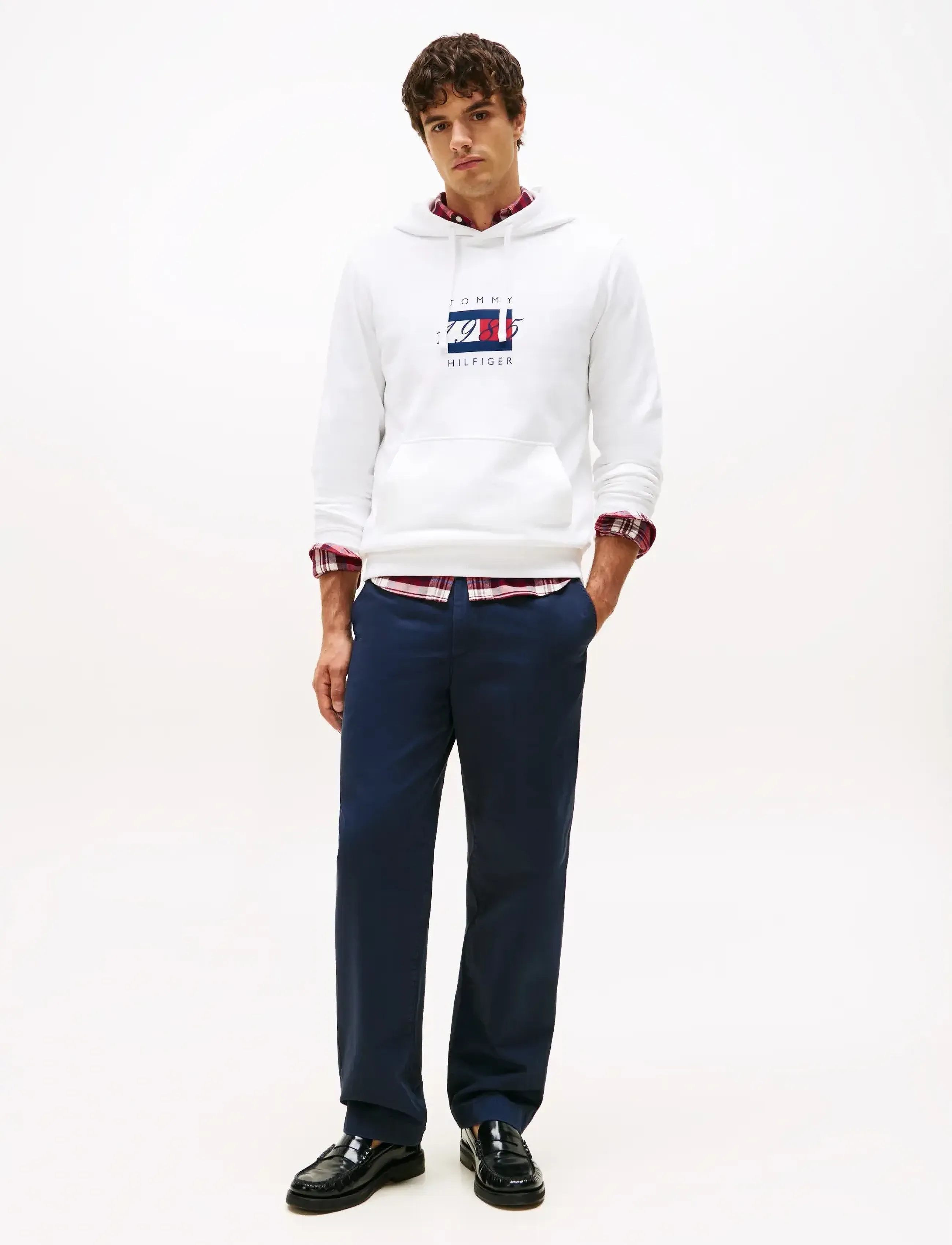 Tommy Hilfiger - LINEAR FLAG GRAPHIC HOODIE - kapuutsiga dressipluusid - white - 2