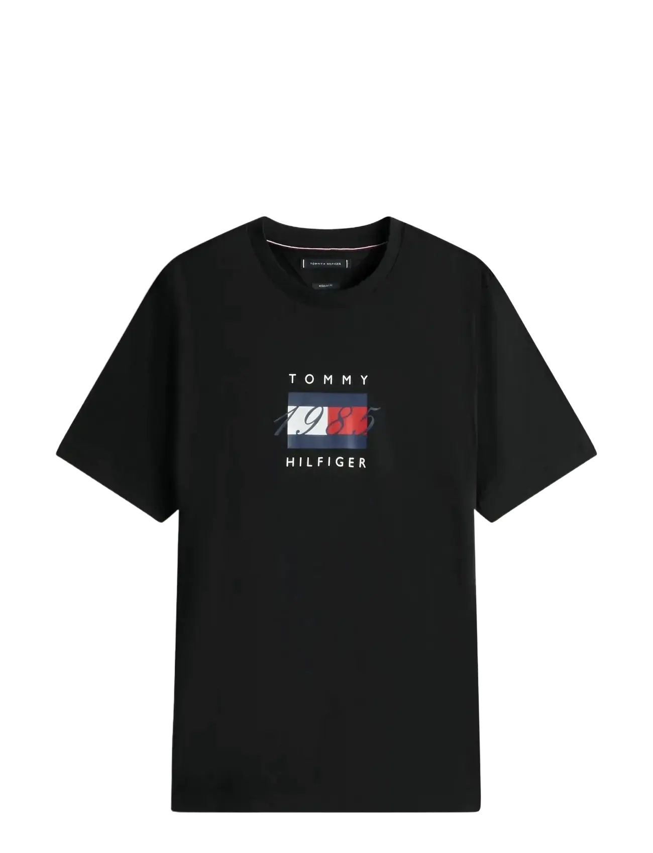Tommy Hilfiger LINEAR FLAG GRAPHIC TEE - Kurzärmelige - BLACK / black