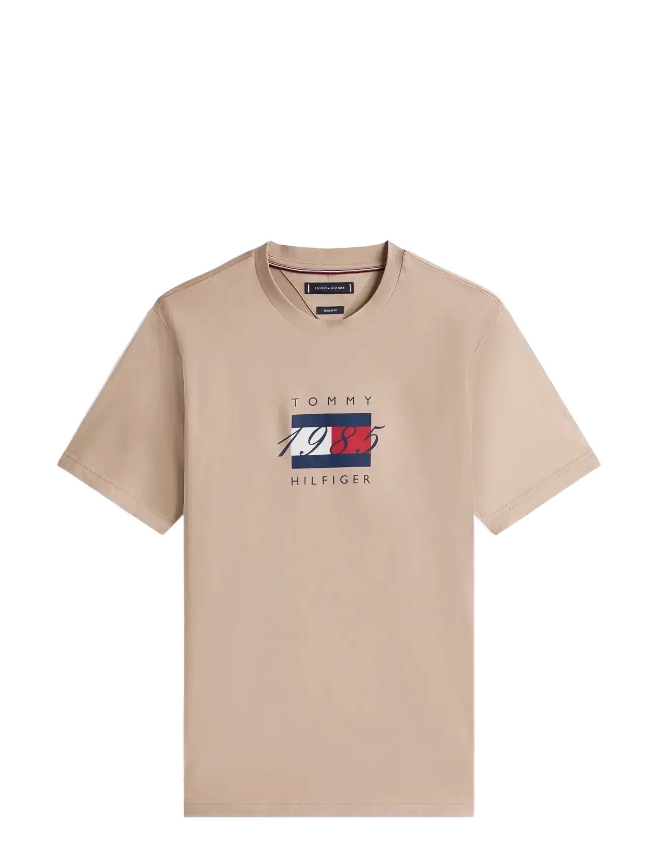 Tommy Hilfiger LINEAR FLAG GRAPHIC TEE - T-Shirts - COASTAL TAUPE / beige