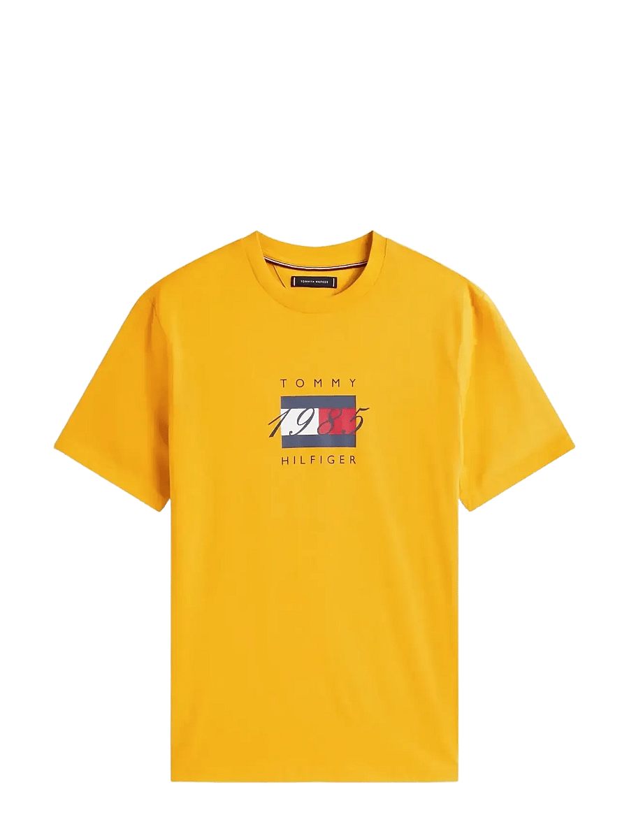 Tommy Hilfiger - LINEAR FLAG GRAPHIC TEE - kurzärmelige t-shirts - countryside yellow - 1