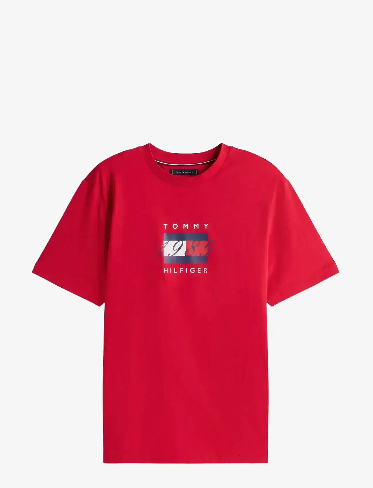 Tommy Hilfiger - LINEAR FLAG GRAPHIC TEE - kortärmade t-shirts - medium red - 1