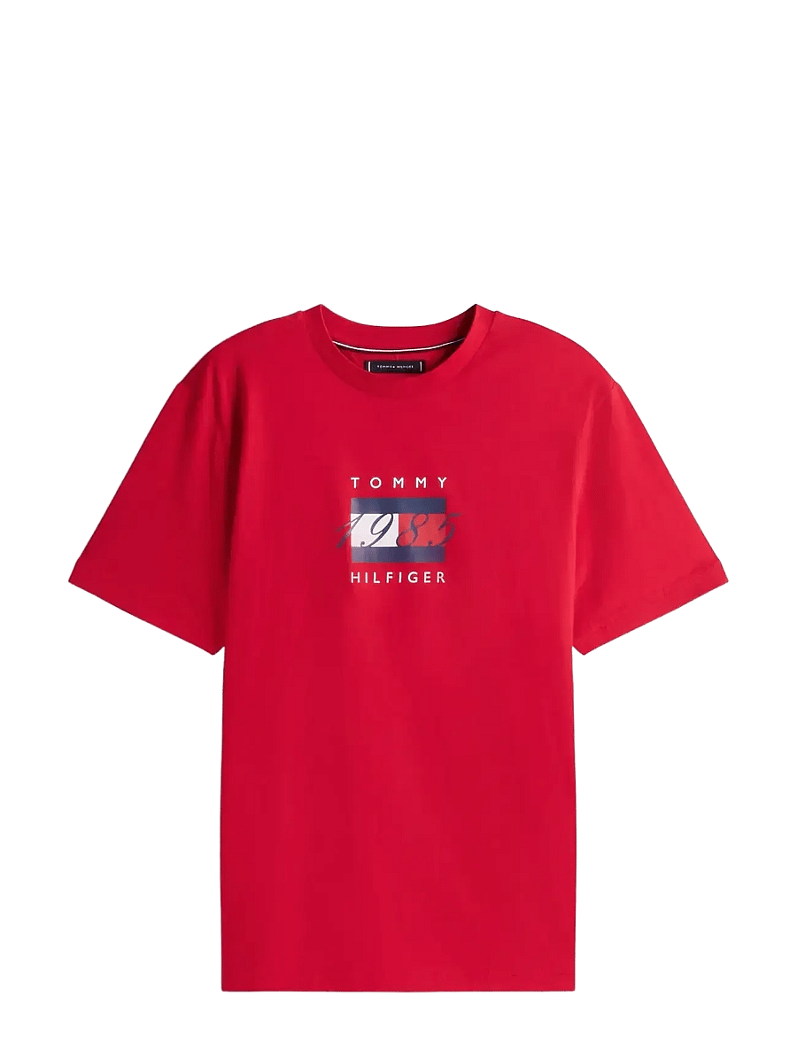 Tommy Hilfiger - LINEAR FLAG GRAPHIC TEE - lühikeste varrukatega t-särgid - medium red - 1