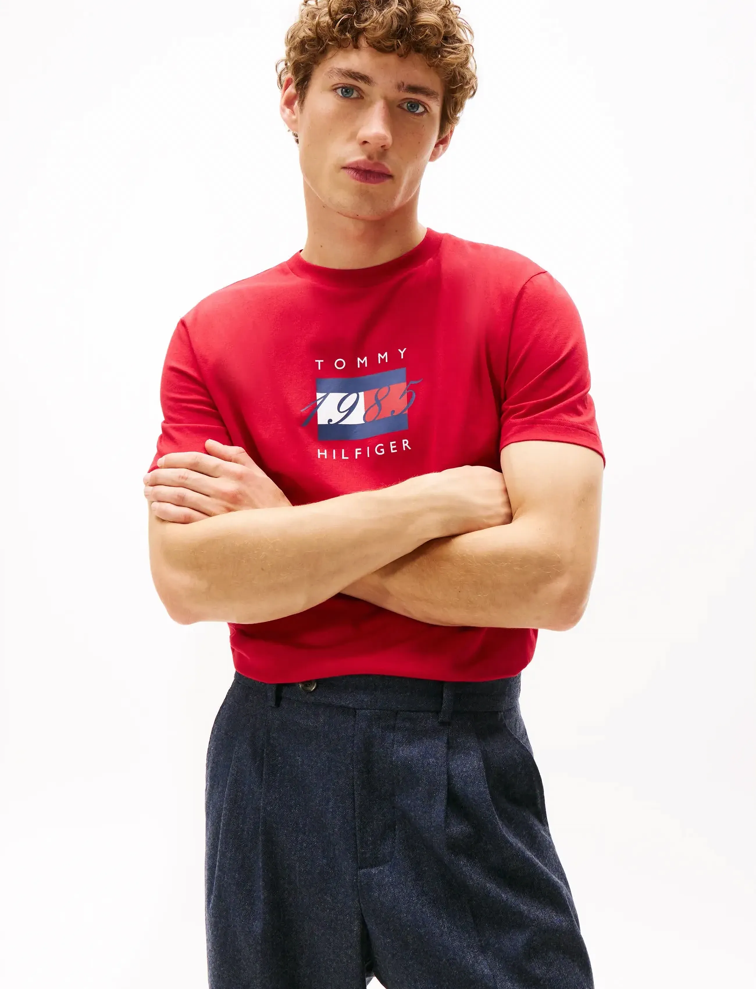 Tommy Hilfiger LINEAR FLAG GRAPHIC TEE - Tommy Hilfiger - MEDIUM RED / red