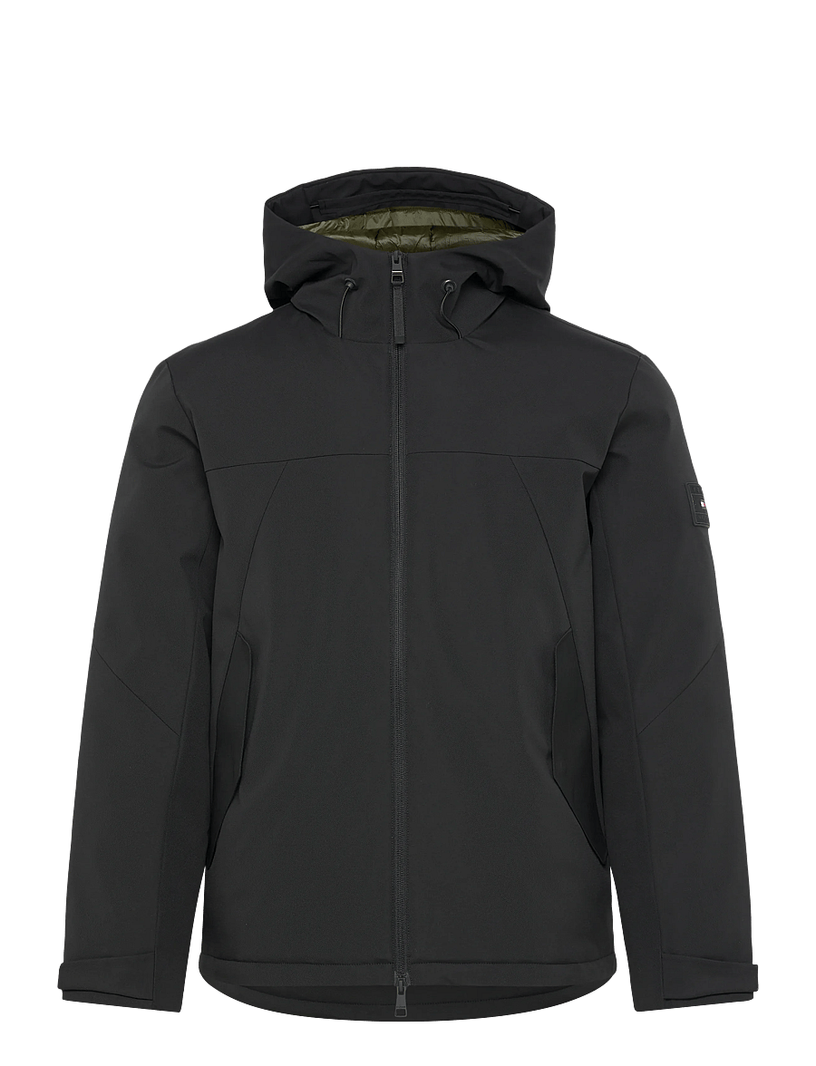 Tommy Hilfiger - TECH HOODED SHORT PADDED JACKET - gefütterte jacken - black - 1