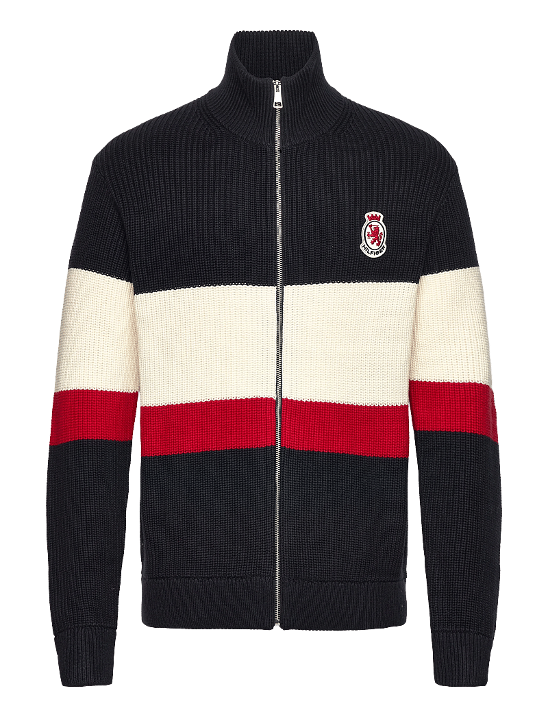 Tommy Hilfiger - RWB RIB CHEST STRIPE ZIP THROUGH - fullzip strik - desert sky - 1