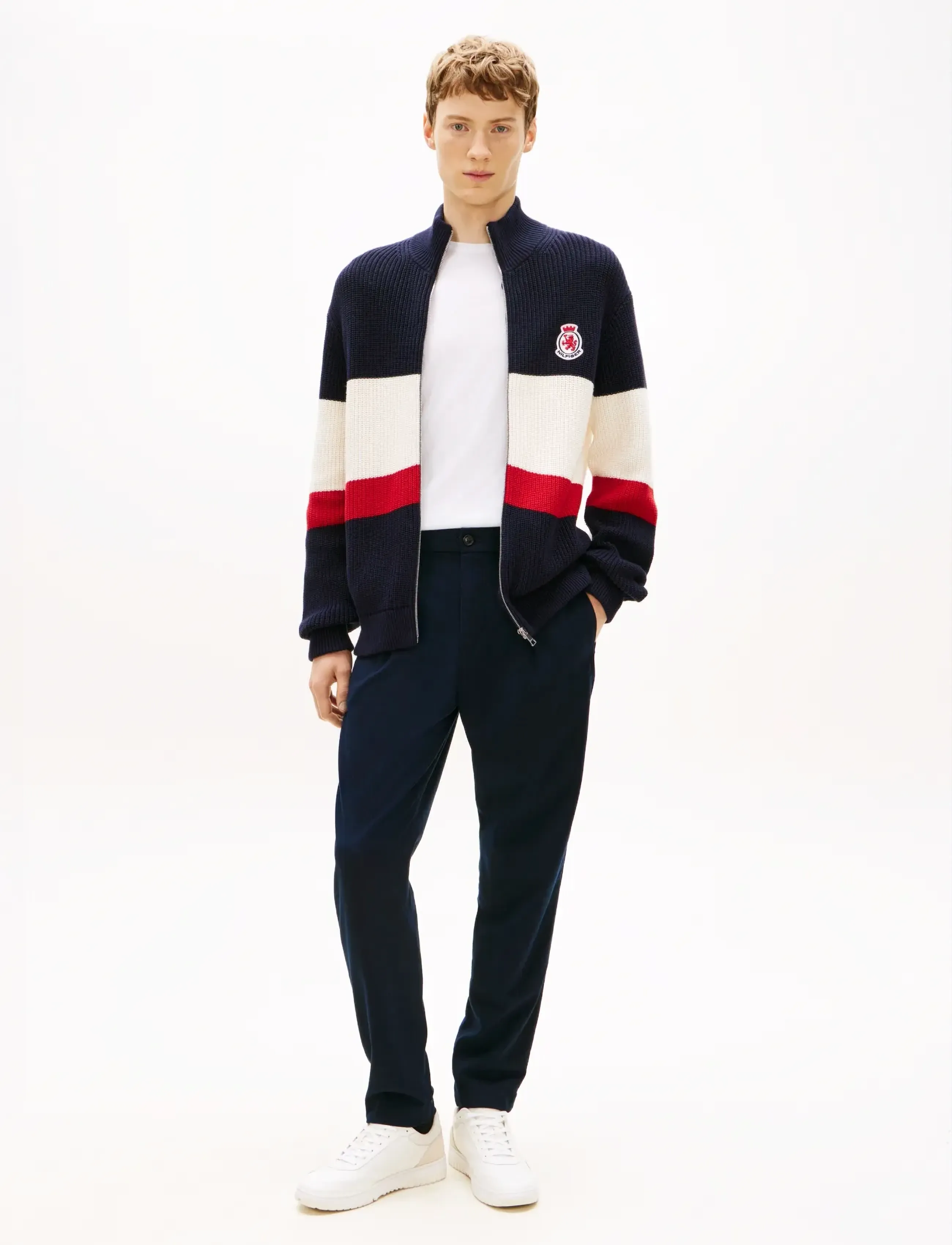 Tommy Hilfiger - RWB RIB CHEST STRIPE ZIP THROUGH - desert sky - 3
