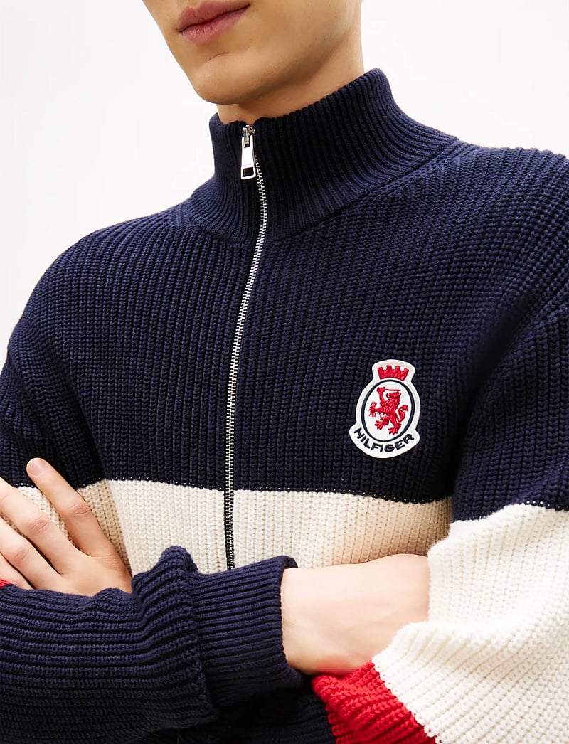 Tommy Hilfiger - RWB RIB CHEST STRIPE ZIP THROUGH - fullzip strik - desert sky - 5