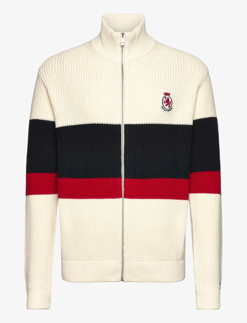 Tommy Hilfiger - RWB RIB CHEST STRIPE ZIP THROUGH - full zip tröjor - ivory petal - 1